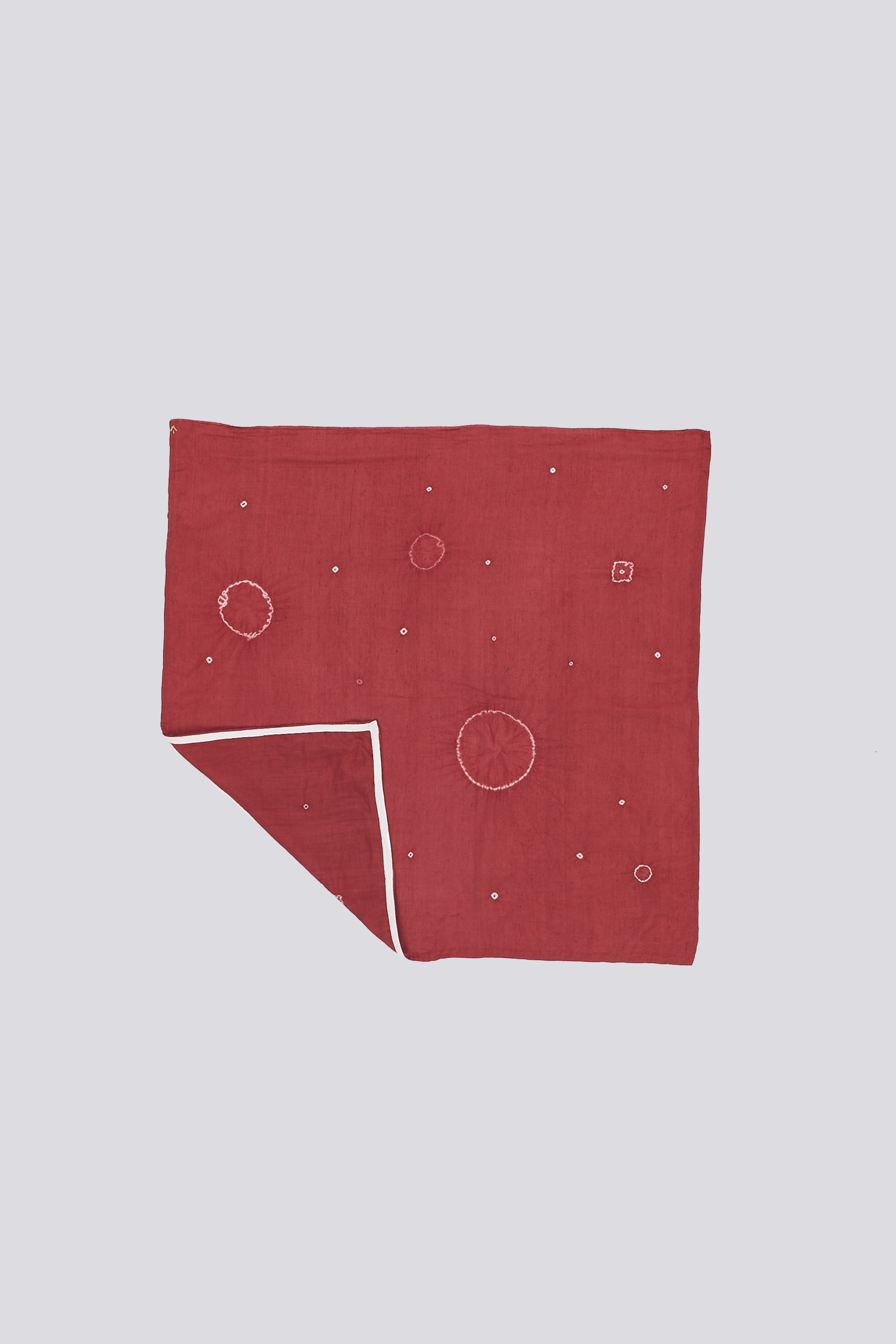 Crimson Pink Cotton Square Silk Scarf Crafted with Shibori