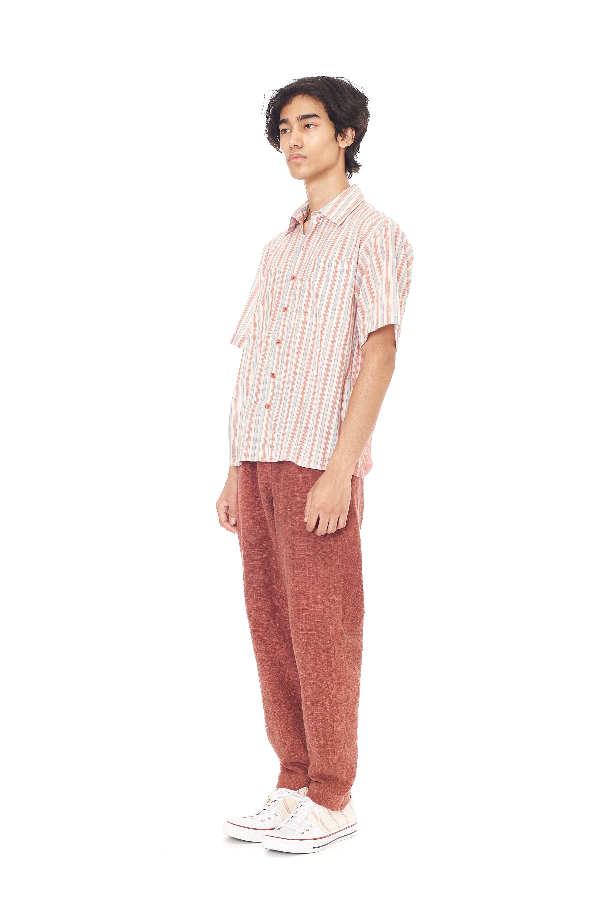 ROUGE PINK ORGANIC COTTON DRAWSTRING TAPERED PANTS