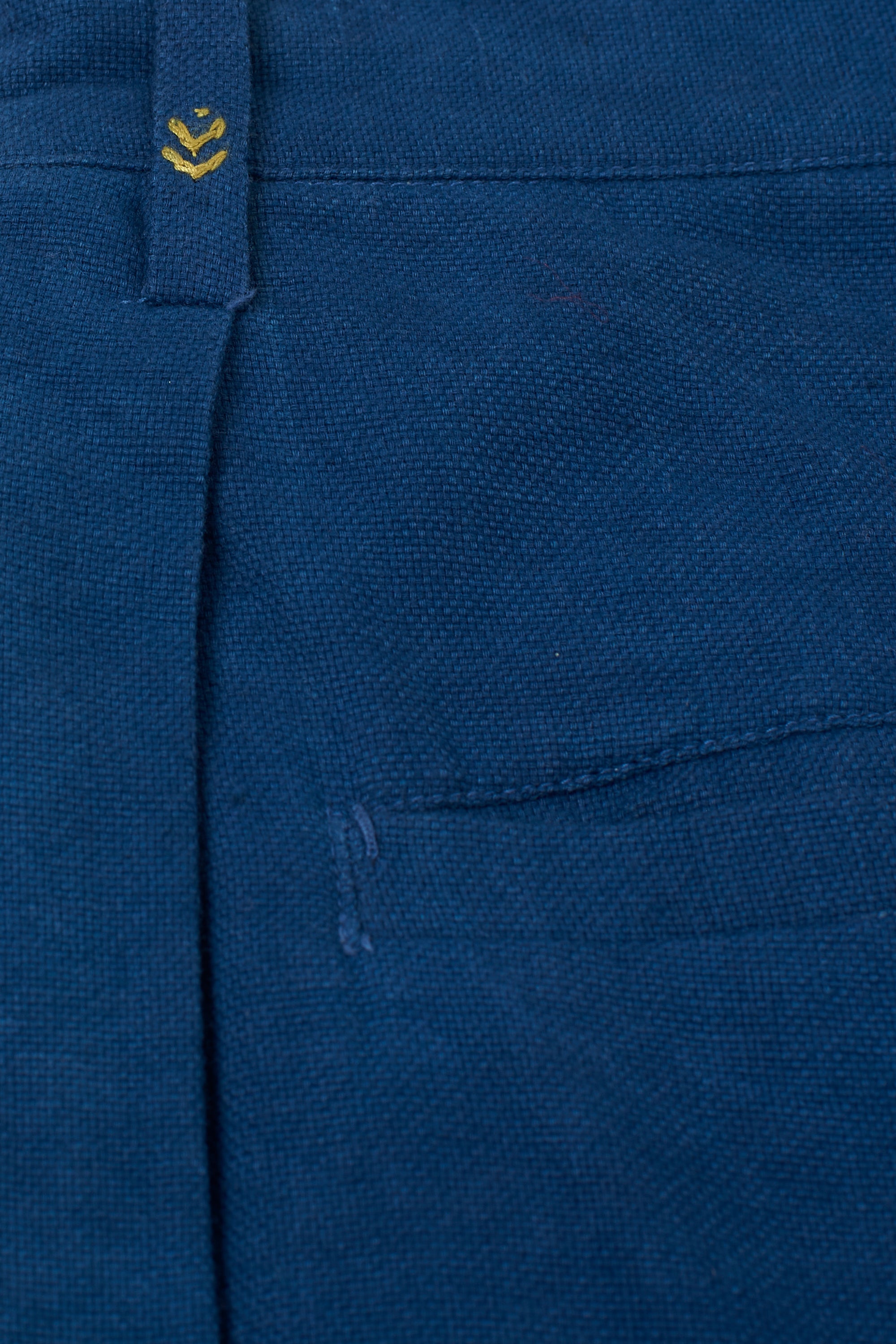 Medium Indigo Pleated Handspun Cotton Trousers