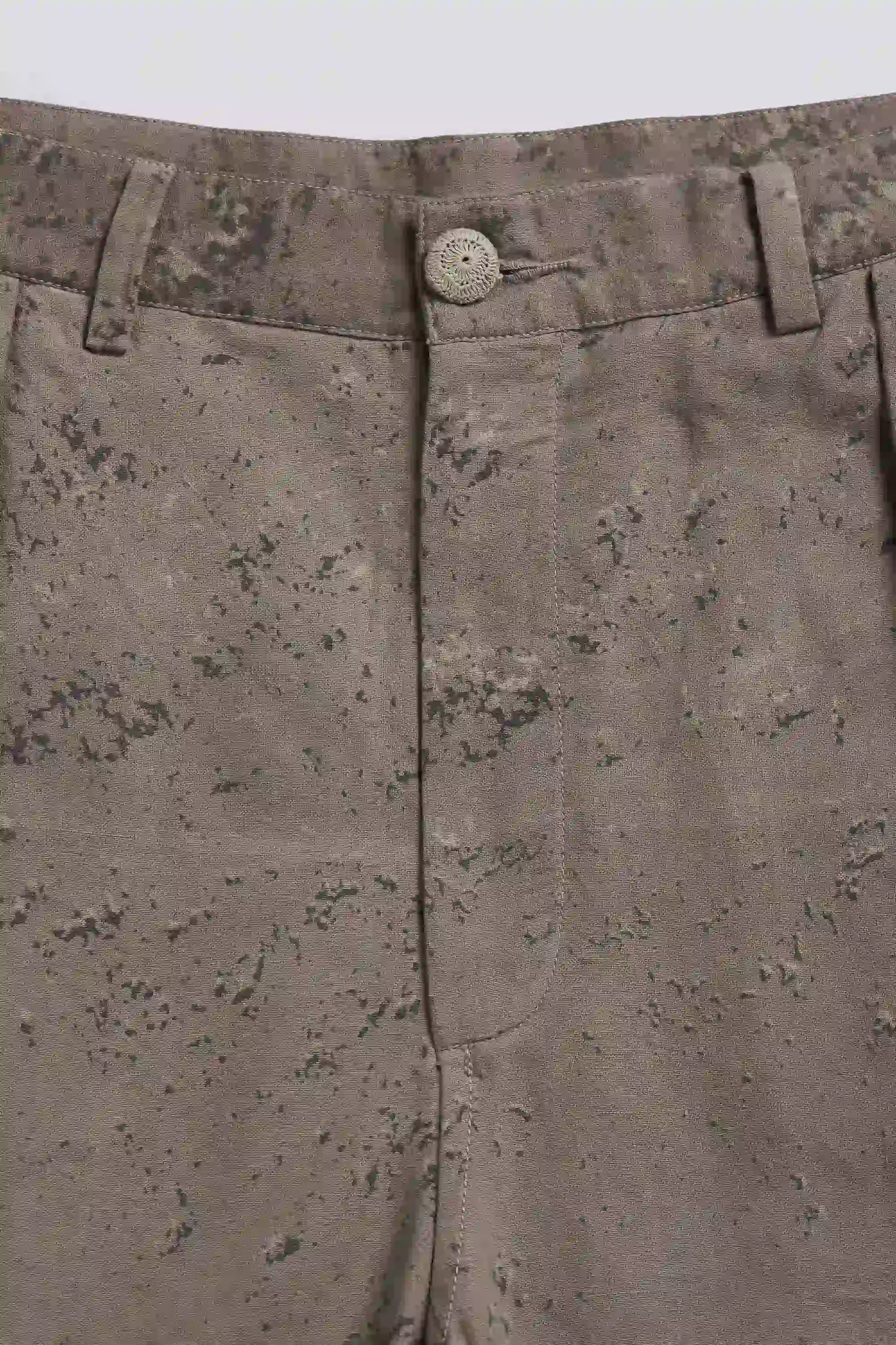 Textured Trousers in Khaki Green