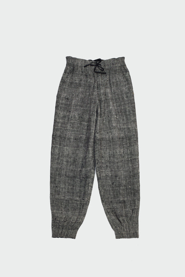 Black And White Thick Chambray Woven Joggers
