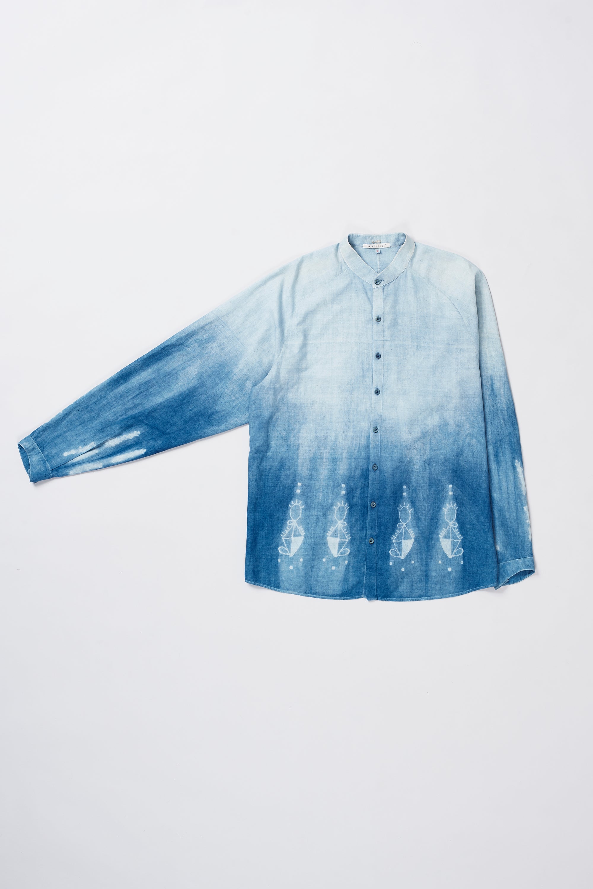 MEDIUM INDIGO FINE COTTON SHIBORI SHIRT