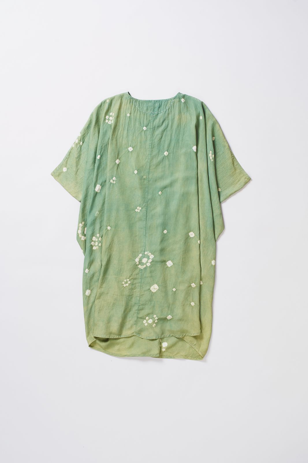 OLIVE GREEN SILK BANDHANI DRESS