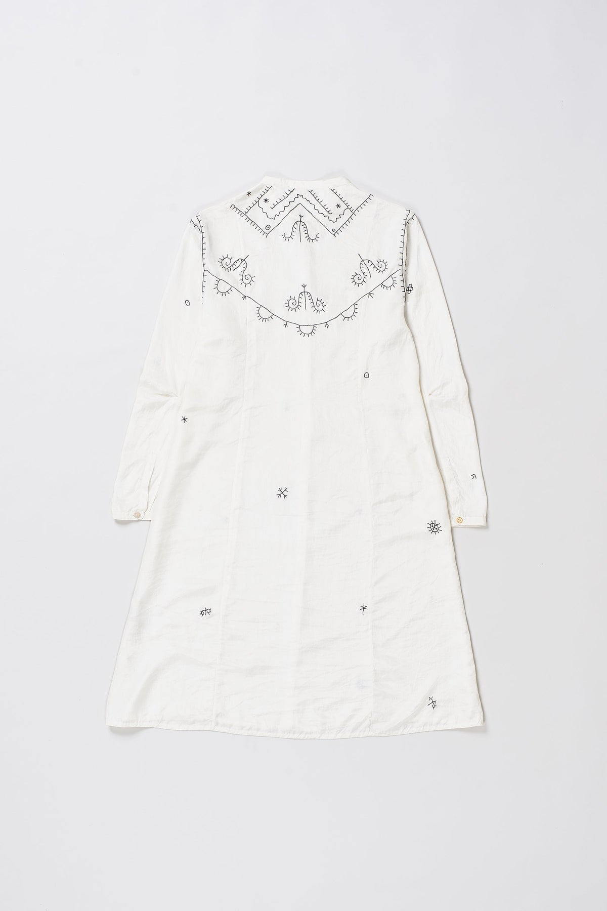 HAND EMBROIDERED SILK ECRU DRESS