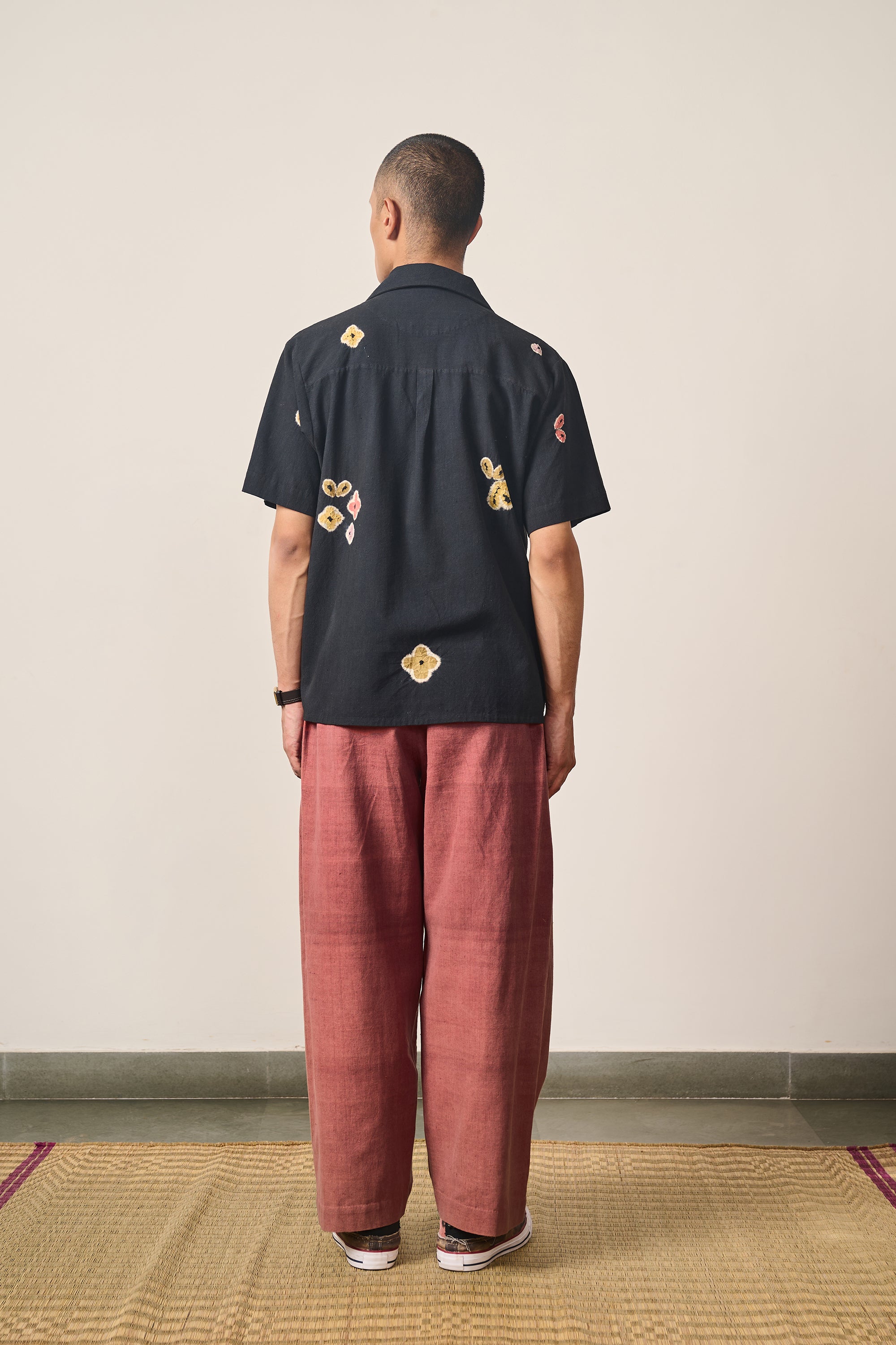 SHIBORI COTTON SHIRT IN BLACK
