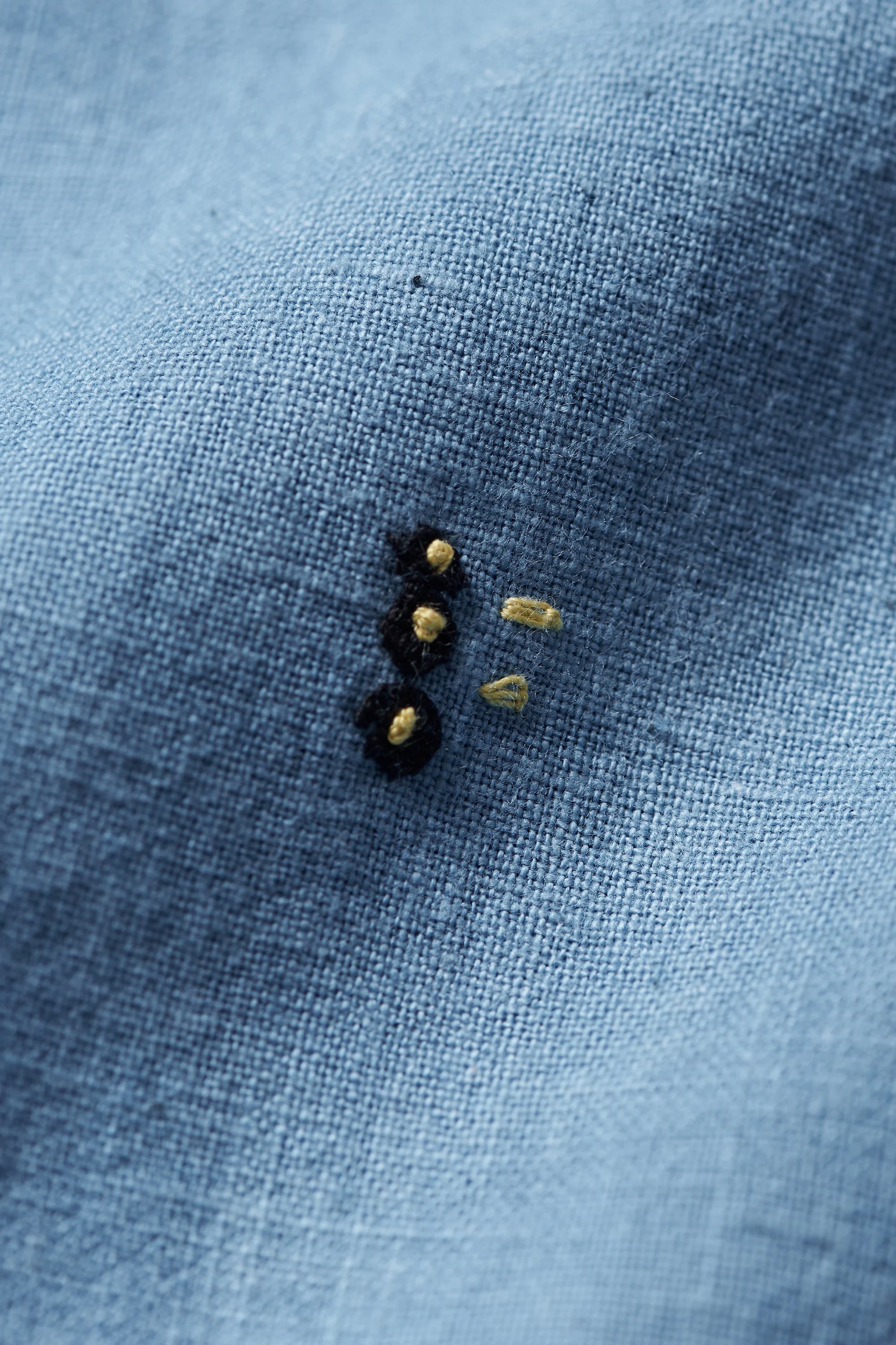 Embroidered Cotton Shirt in Sky Indigo