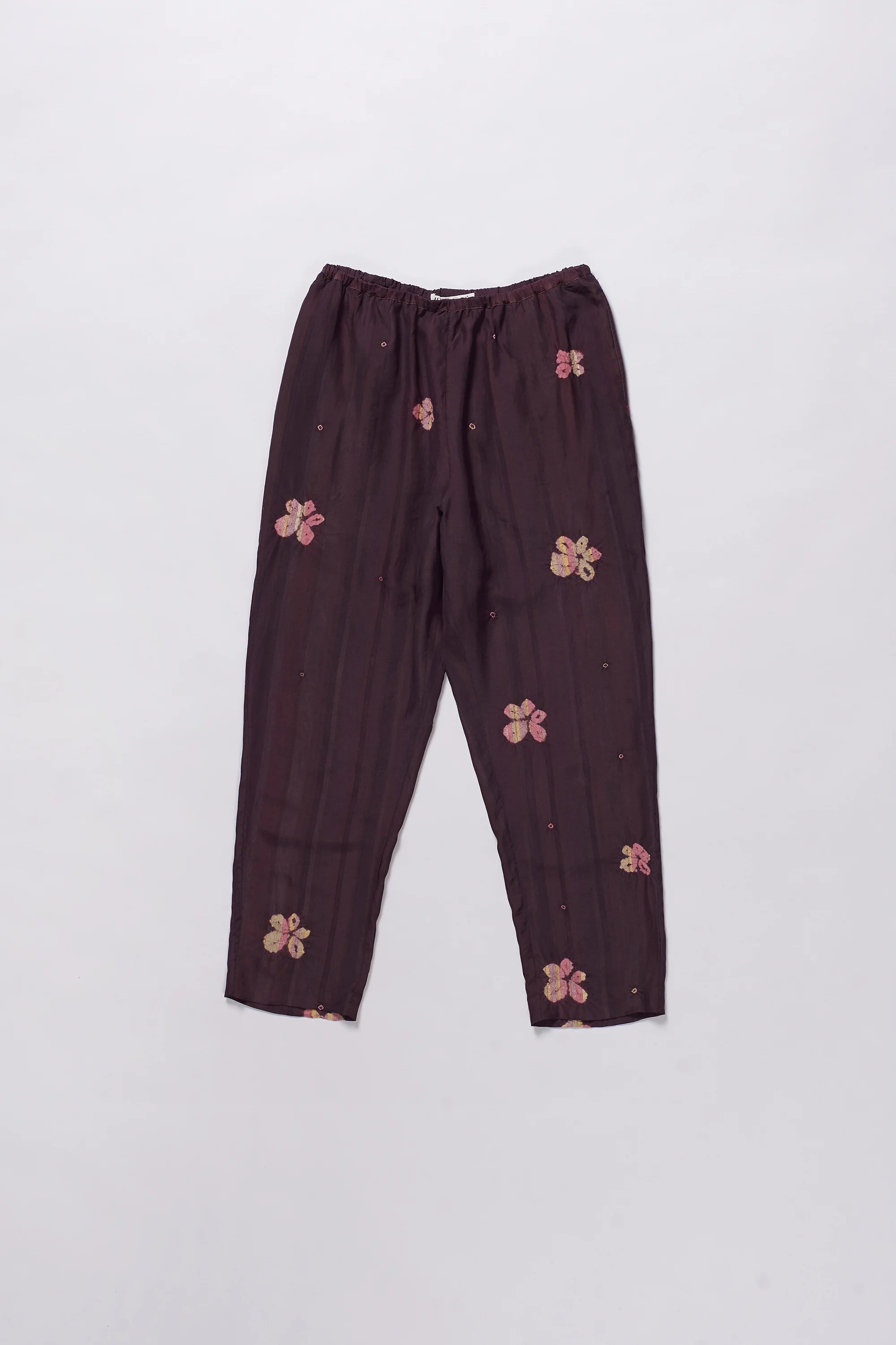Purple Red Silk Shibori Elasticpant