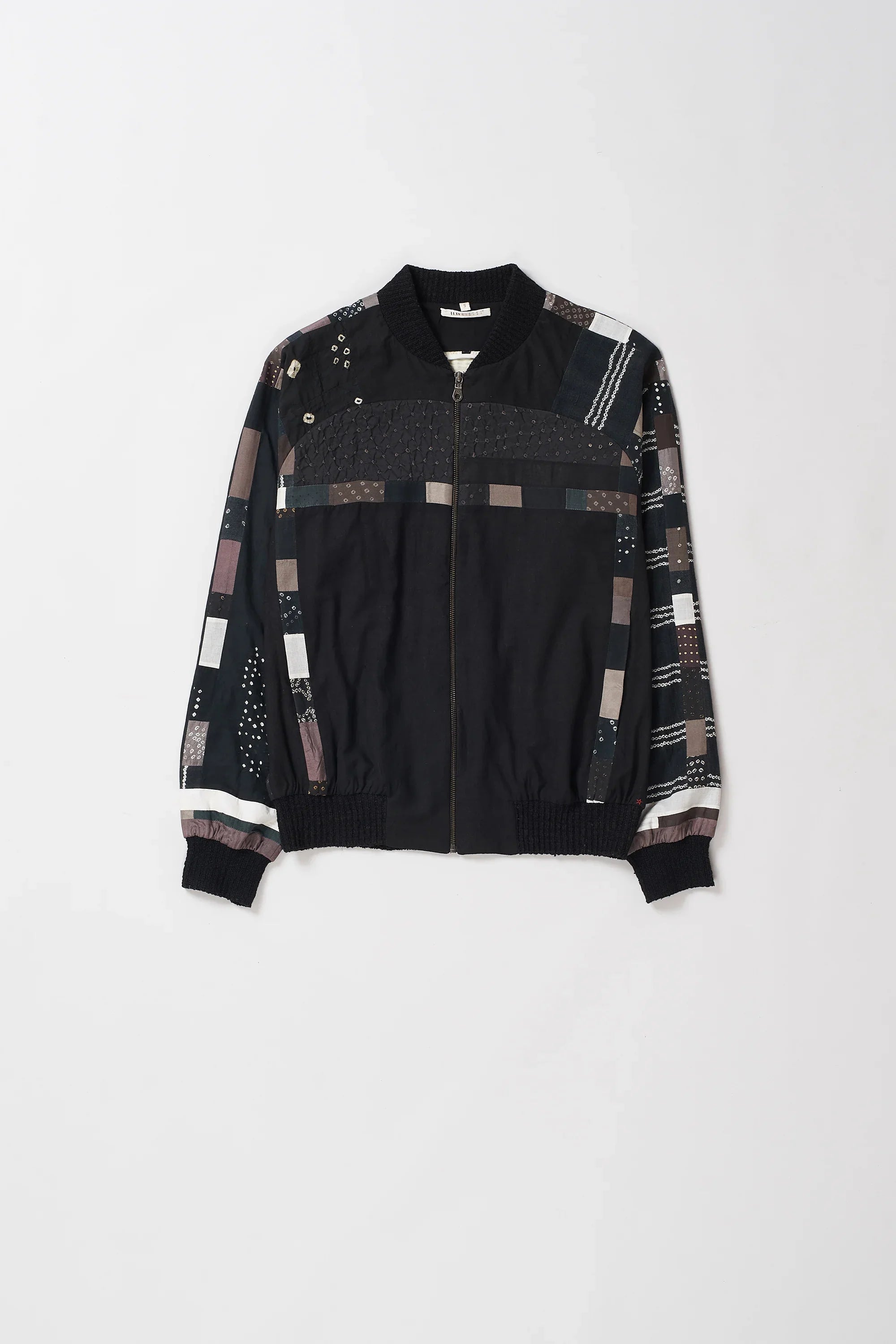 patchwork cropped bomber jacket