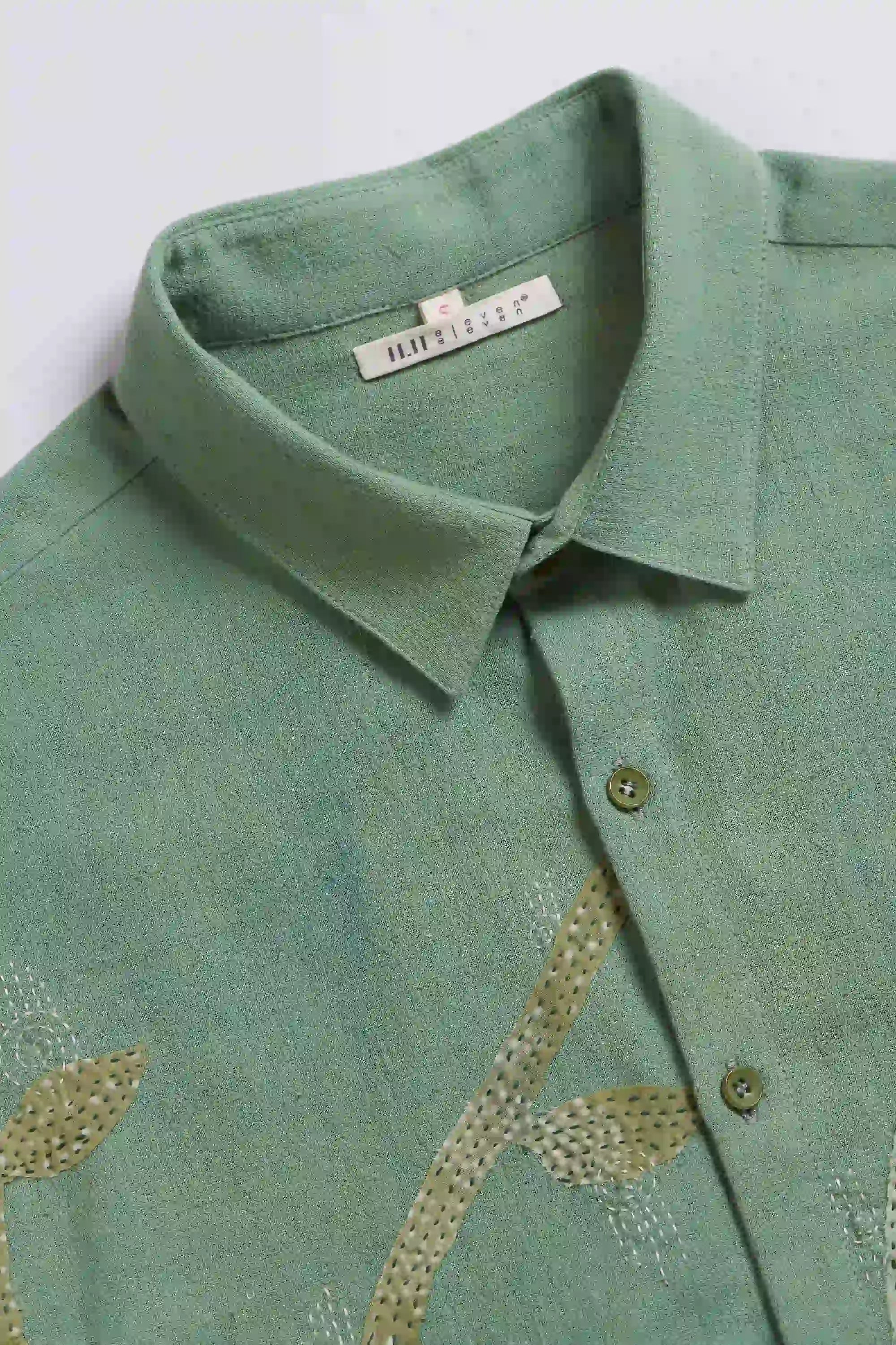 Fabric close-up with collar and buttons