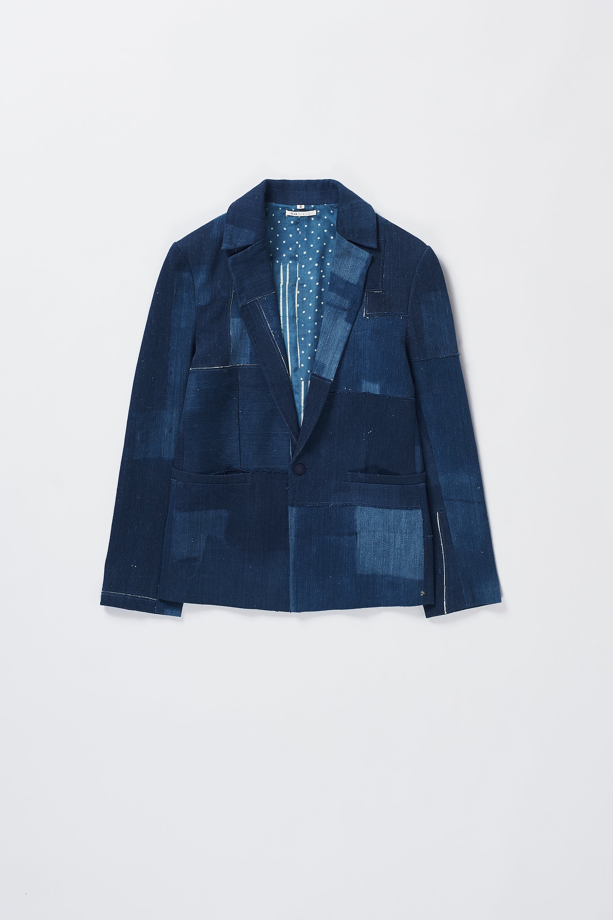 Indigo patchwork denim jacket