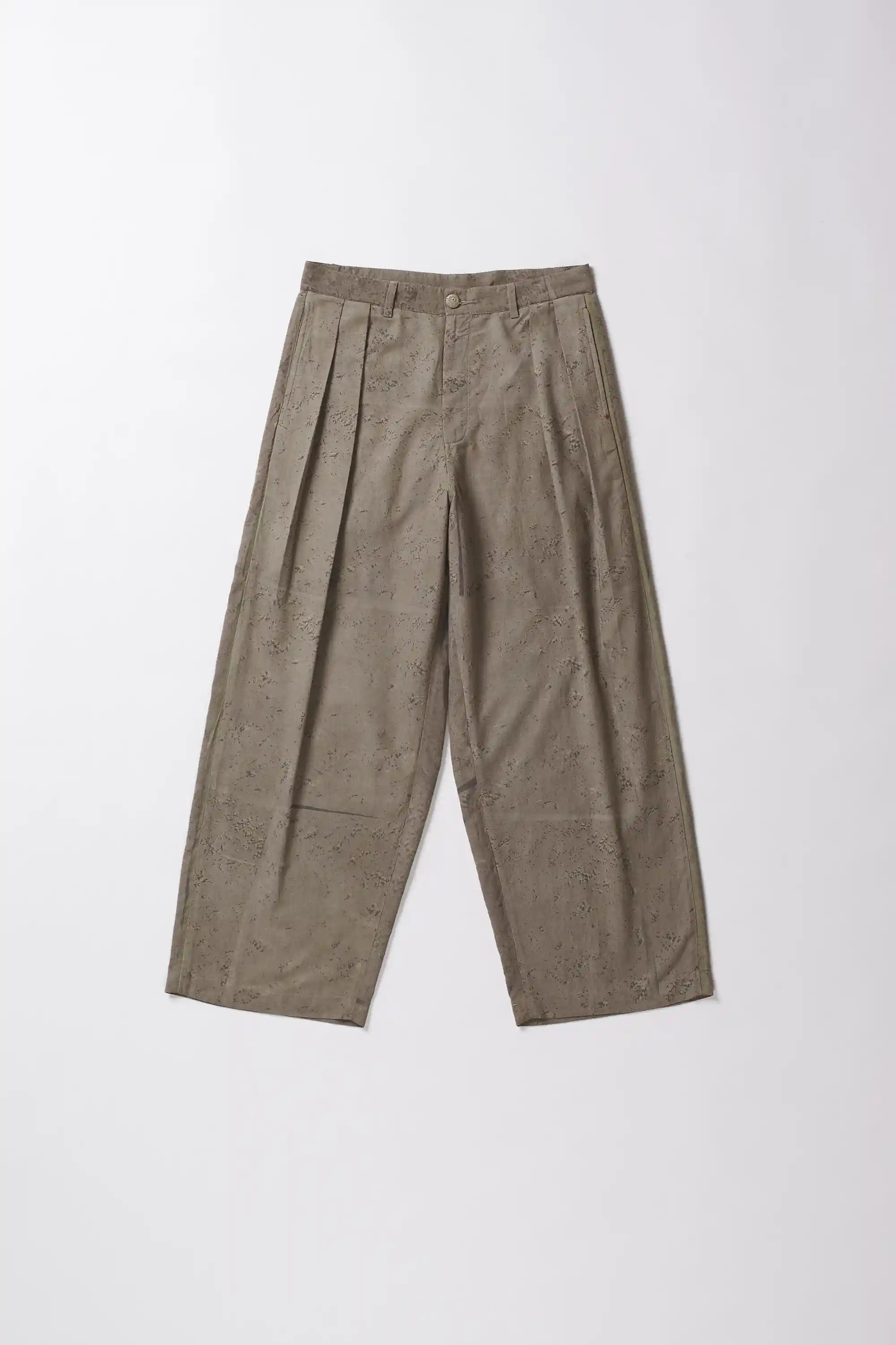 Khaki Green Textured Trousers