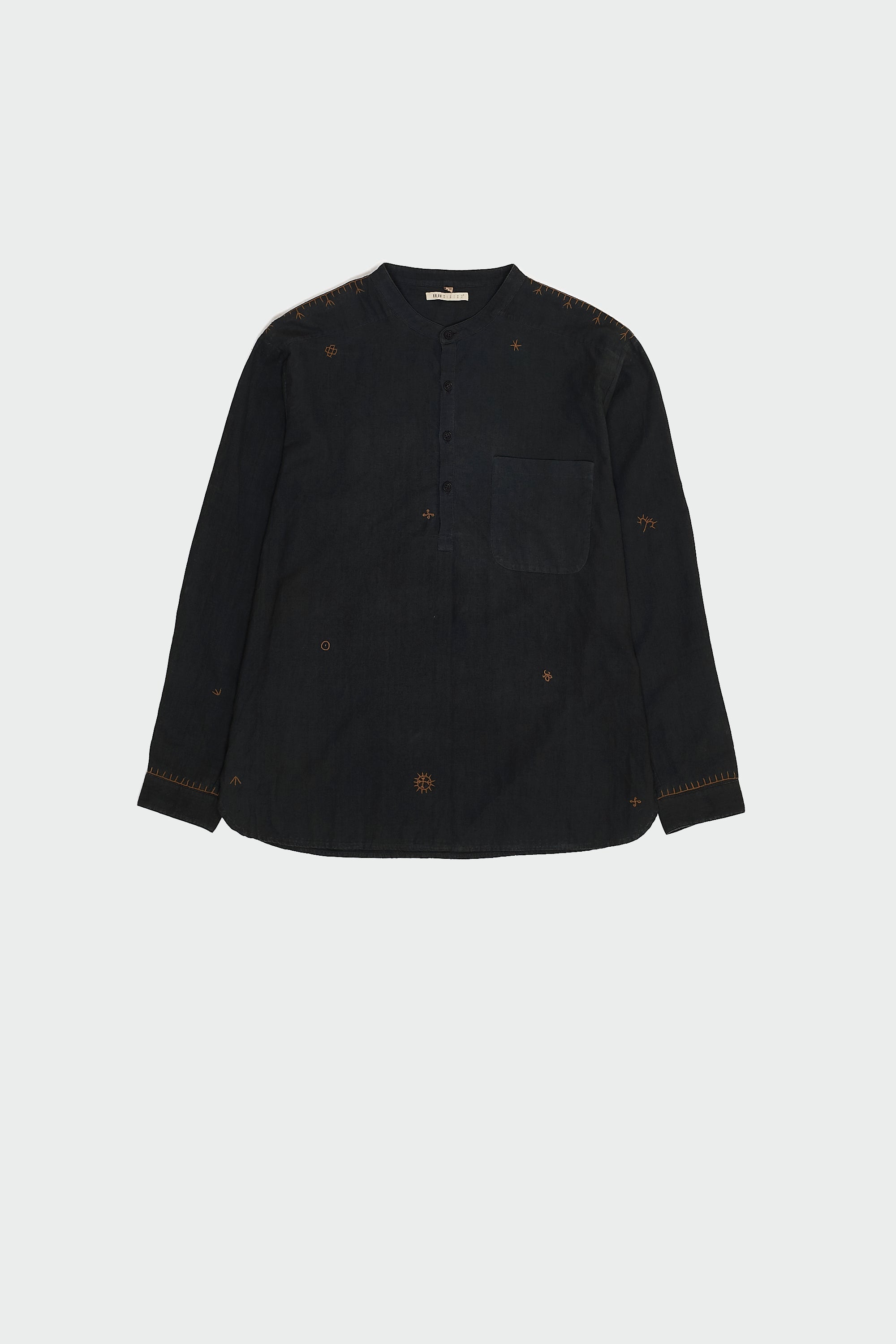 Midnight Indigo Statement Top With Hand Embroidery