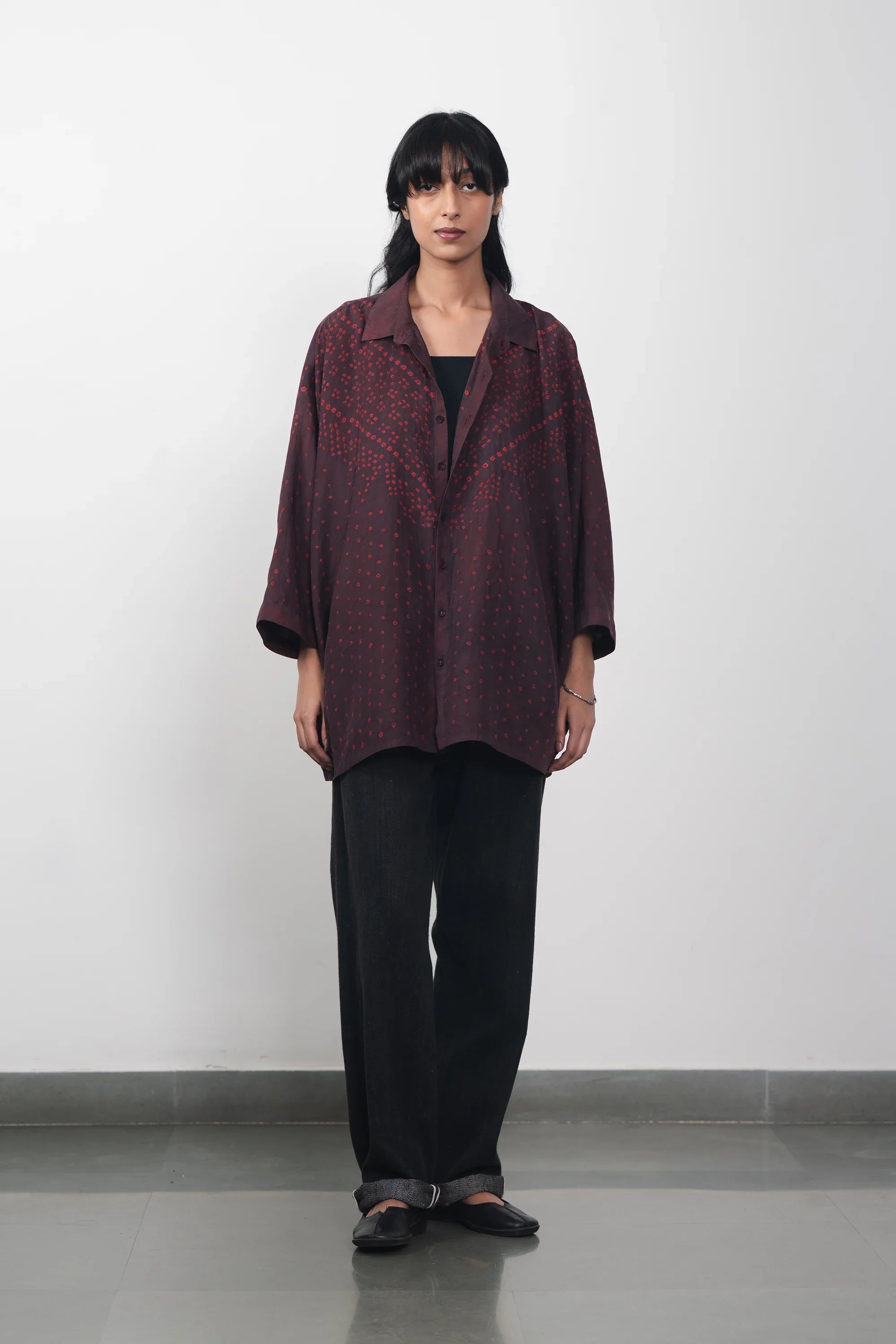 Unisex Silk Shirt with Bandhani