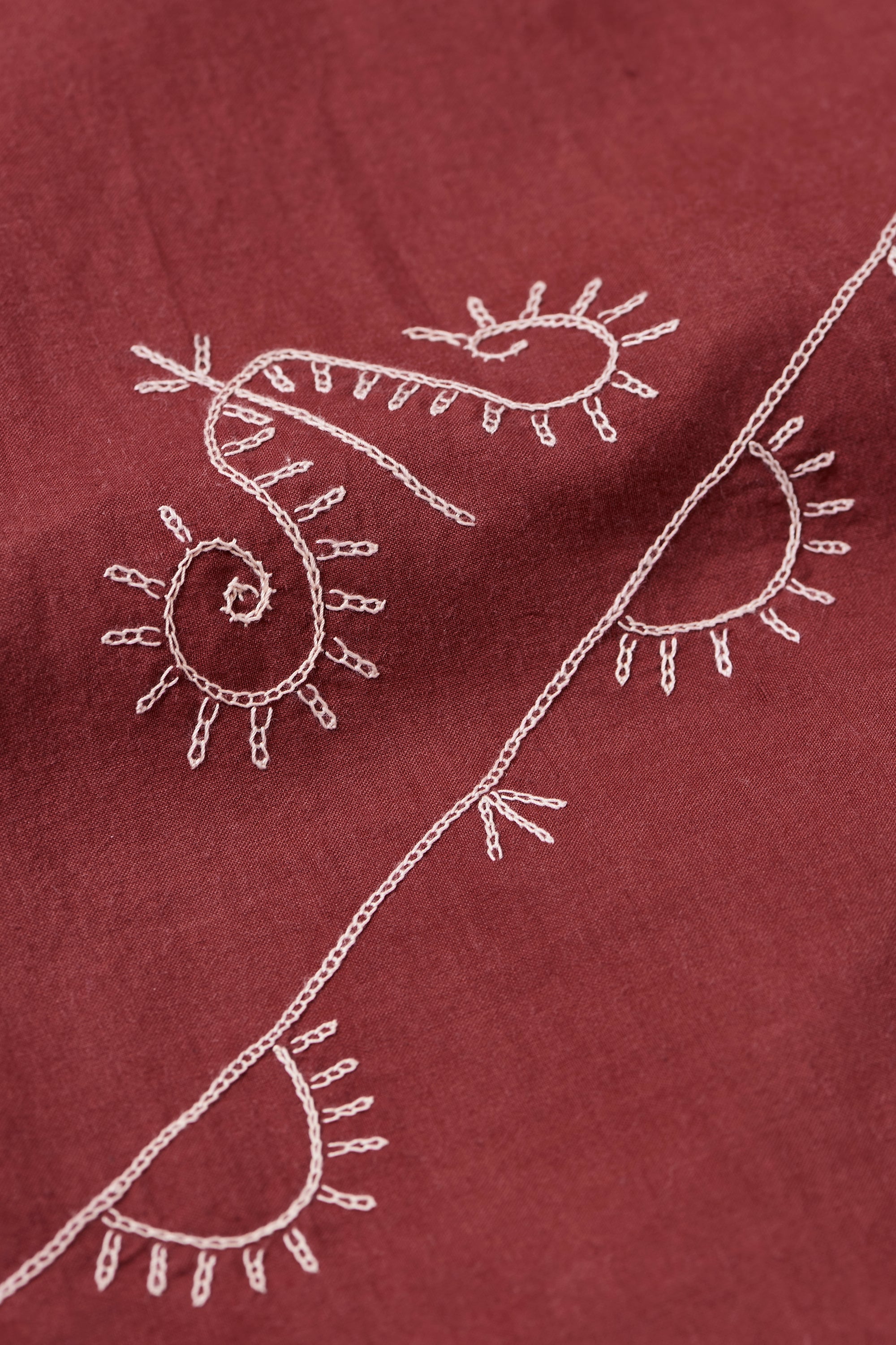 COTTON SILK BLEND EMBROIDERED DRESS