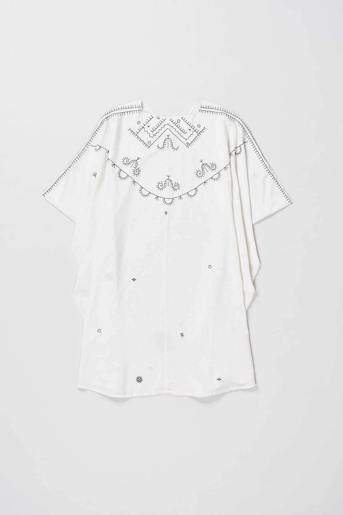Hand Embroidered Dress Ecru Cotton Silk Blend