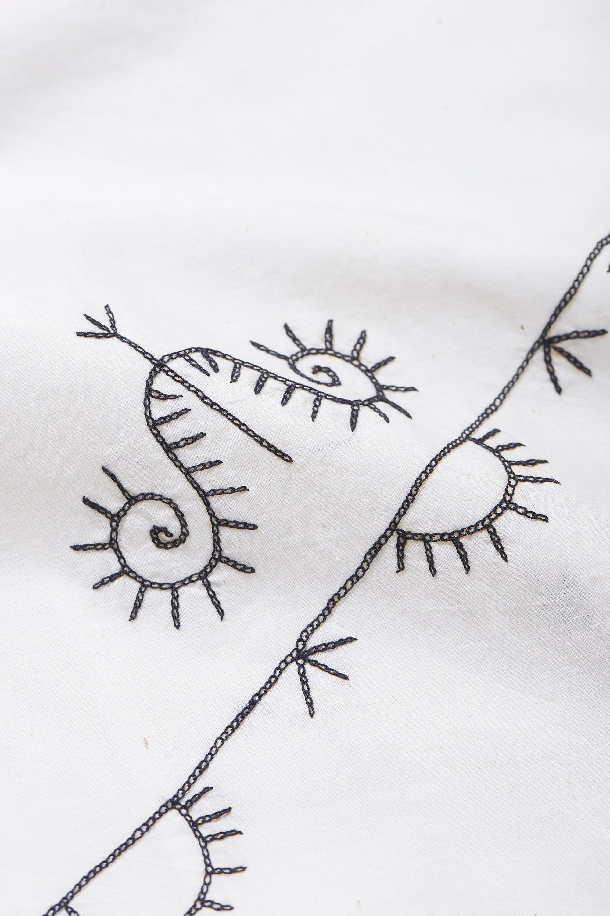 Ecru Cotton Silk Blend Hand Embroidered Dress