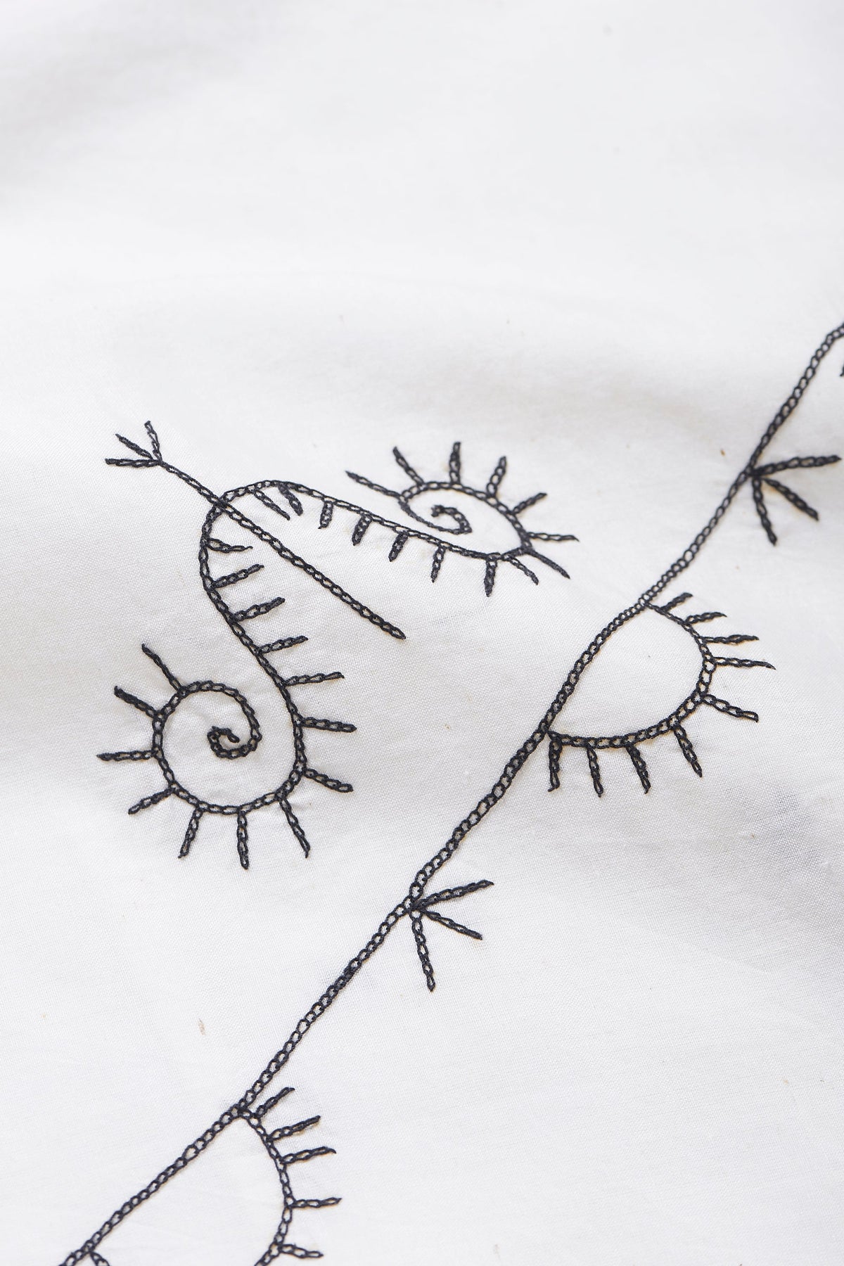 Hand Embroidered Dress Ecru Cotton Silk Blend