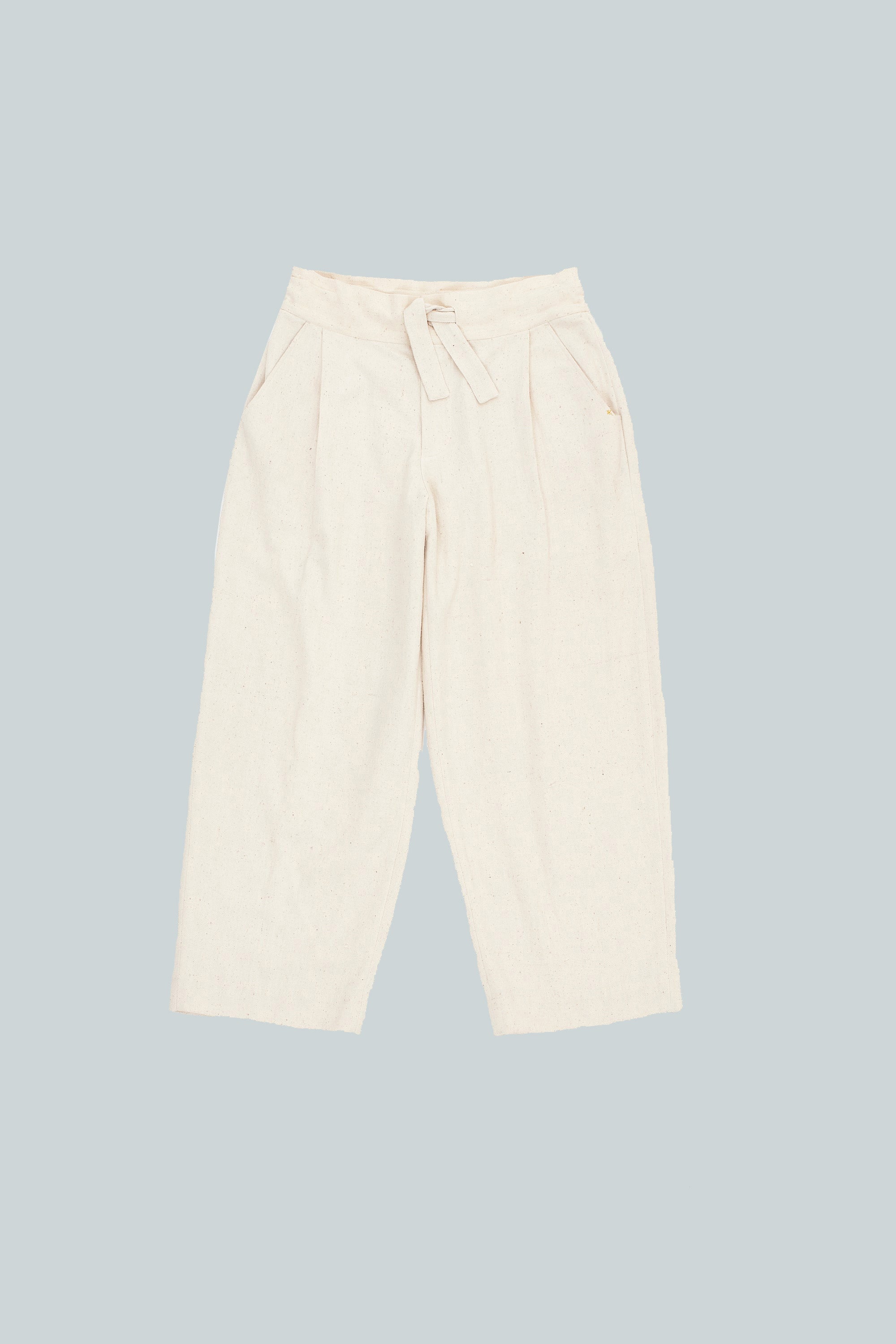 Ecru Wide-Leg Organic Cotton Trousers