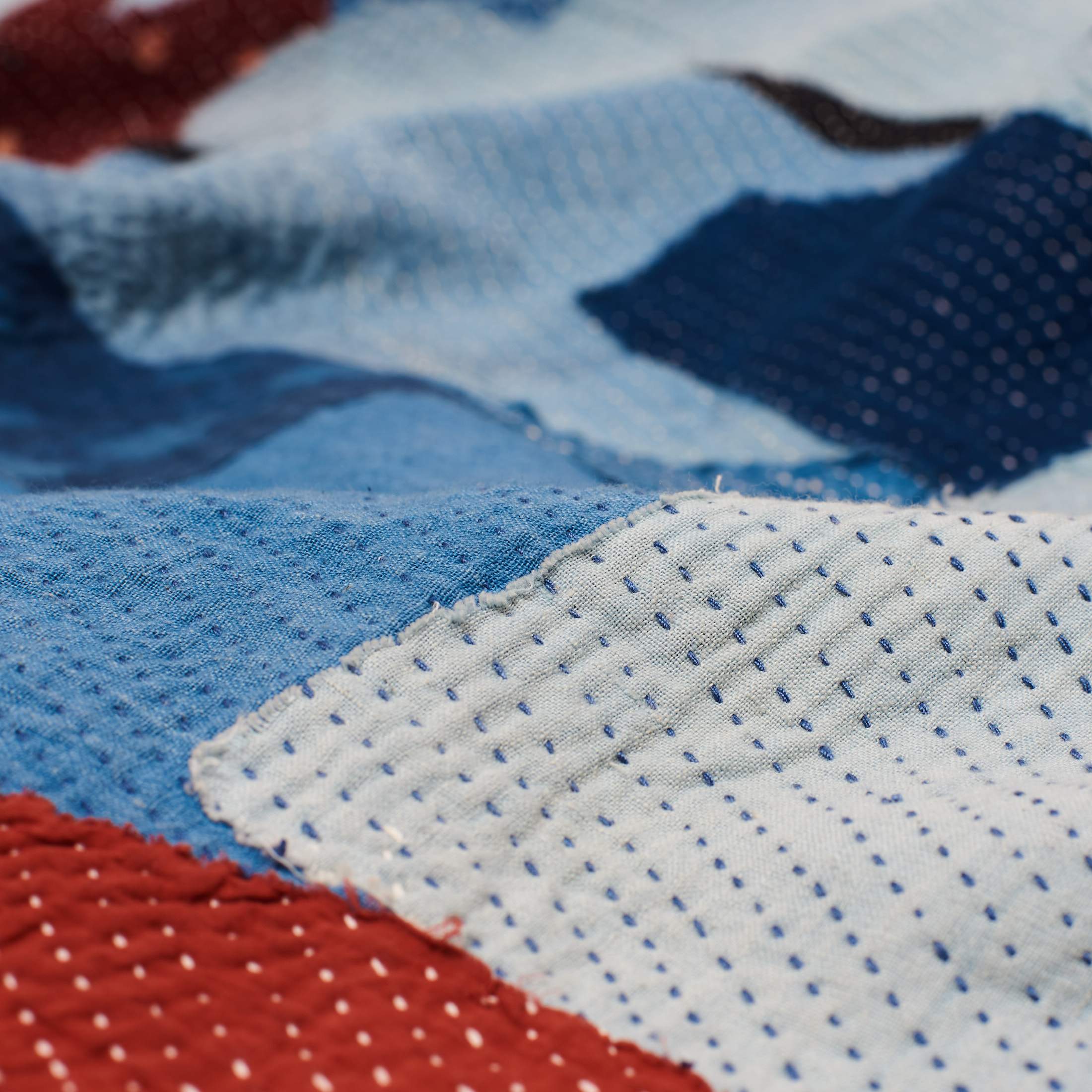 INDIGO EMBROIDERED QUILT