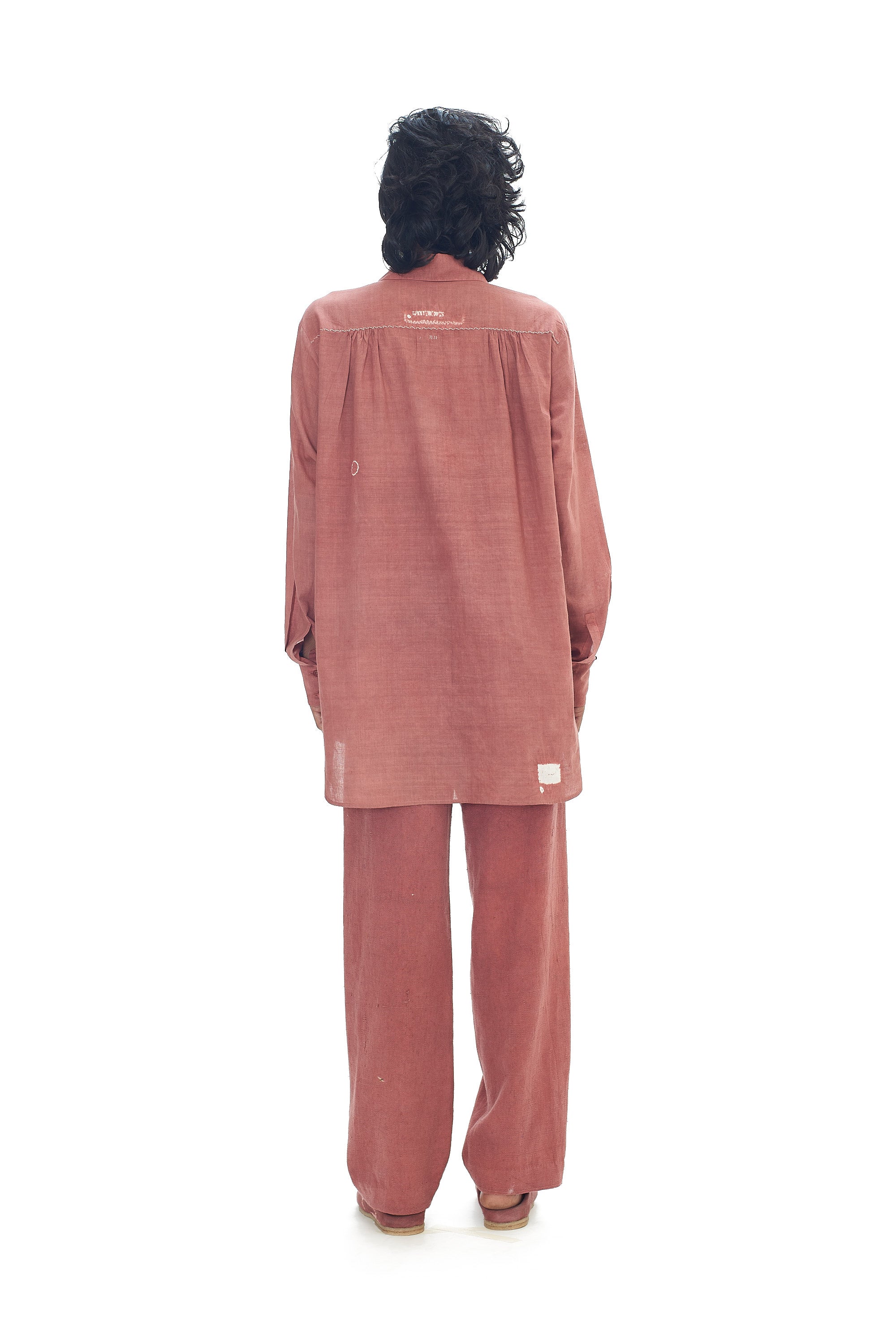 ROGUE PINK RELAXED FIT FINE COTTON SHIRT CRAFTED WITH SHIBORI MOTIFS