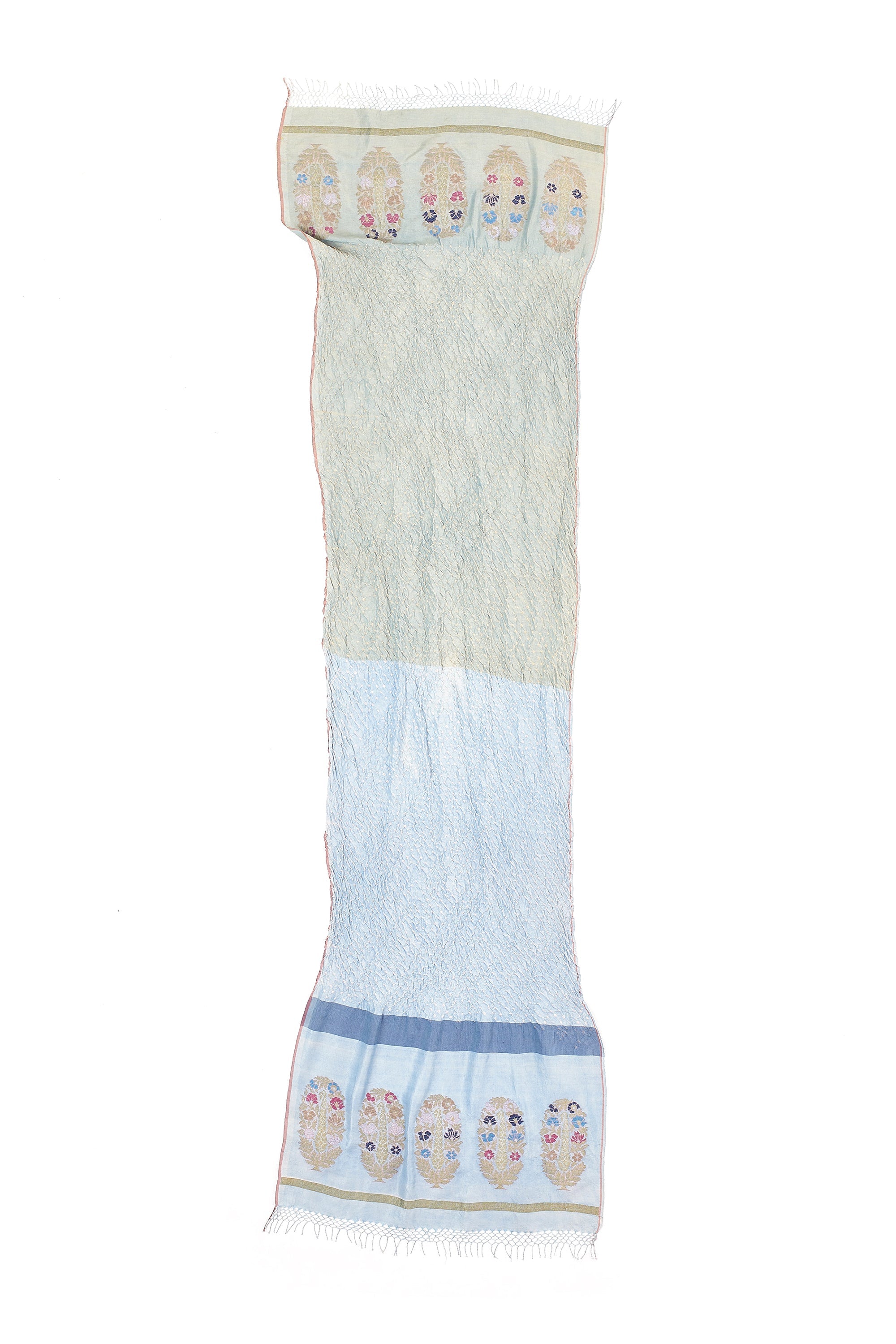 BROCADE SILK INDIGO DYED BANDHANI SCARF