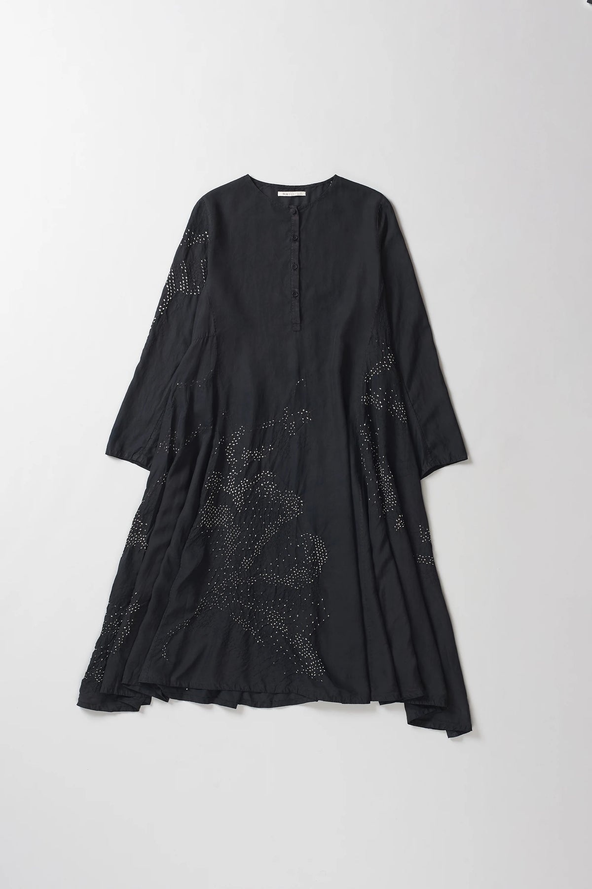 Flared Dress With Bandhani Black