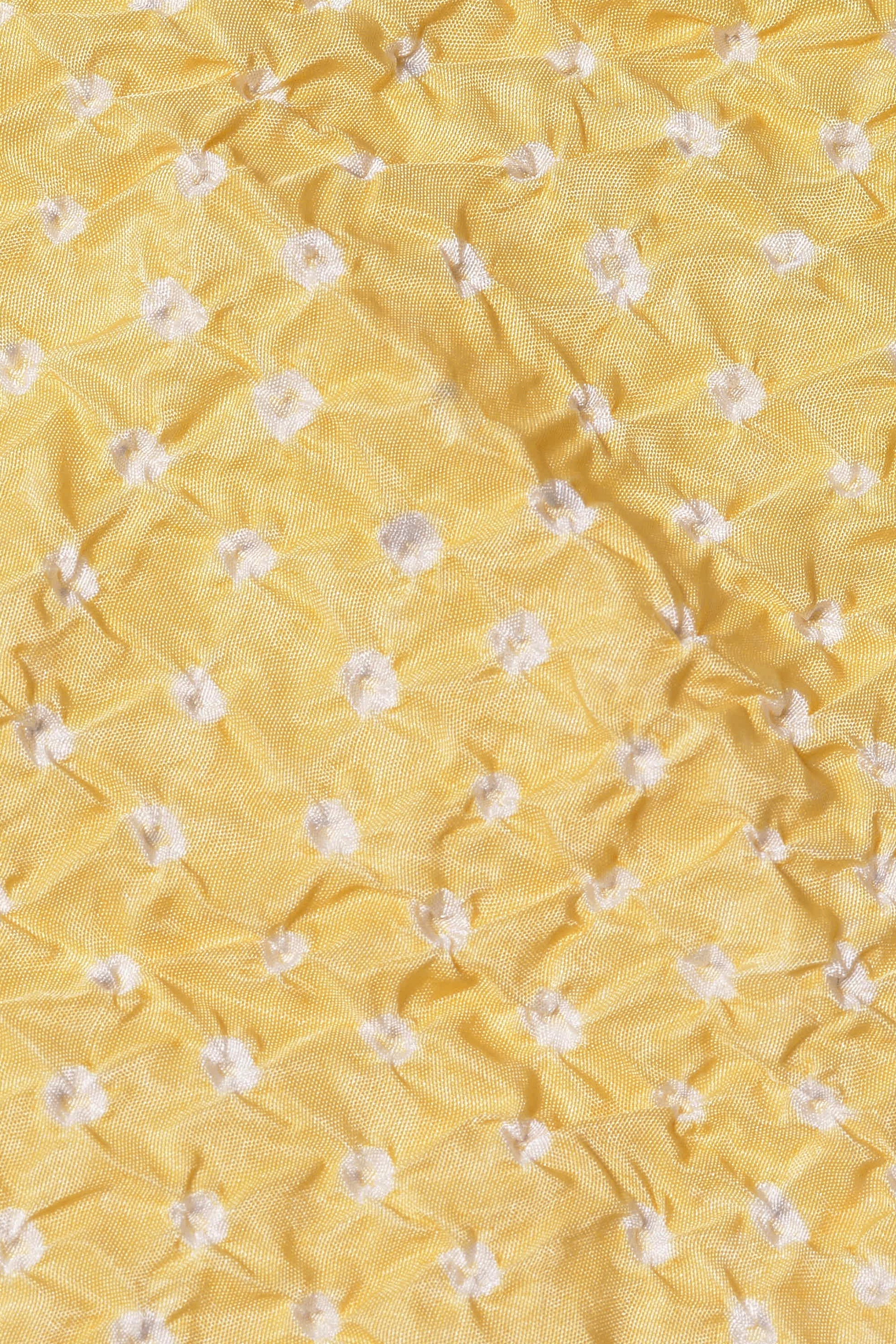 OCHRE YELLOW BANDHANI SILK SCARF