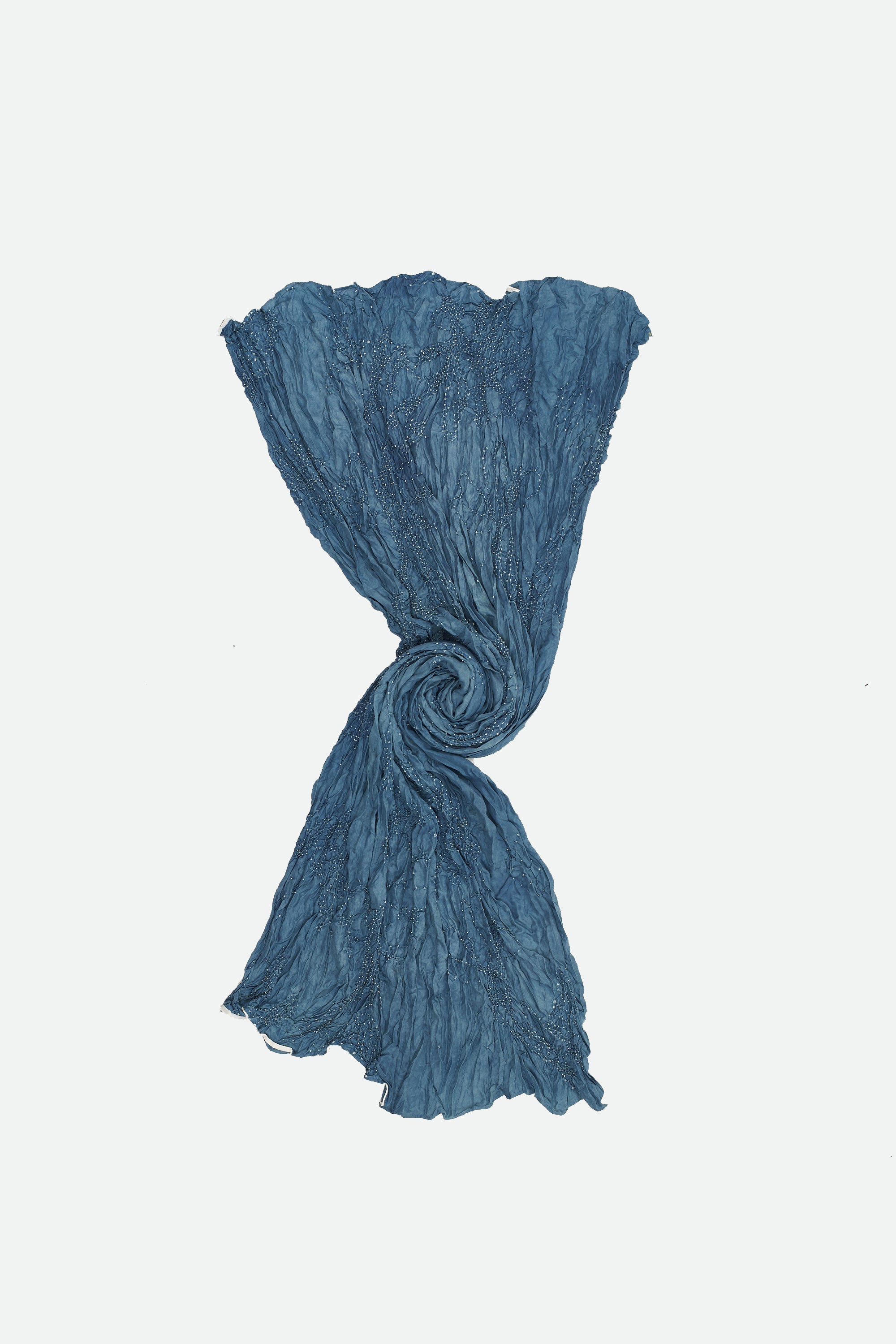 MEDIUM INDIGO SILK BANDHANI SCARF