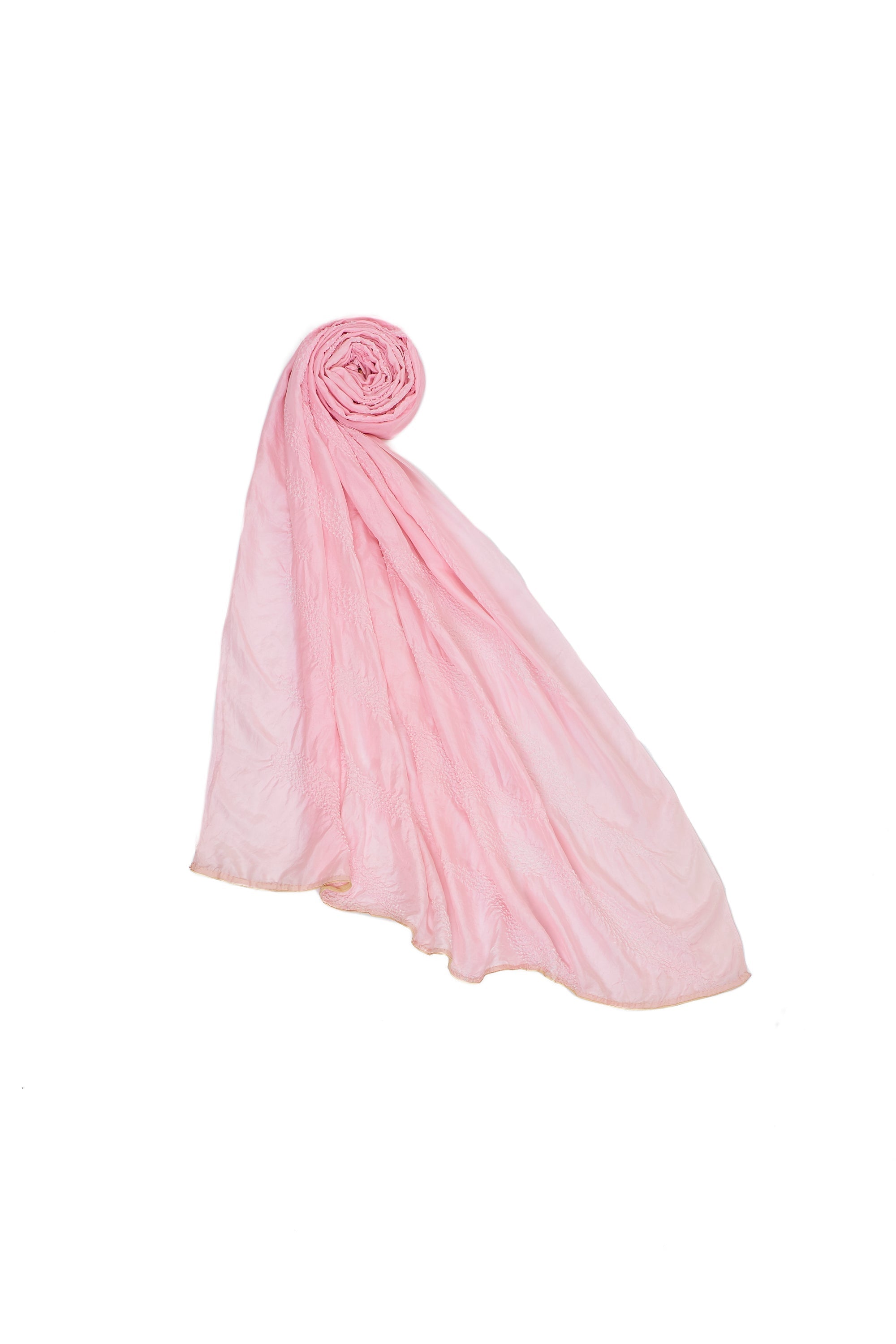 LIGHT PINK SILK BANDHANI WOMEN SHAWL