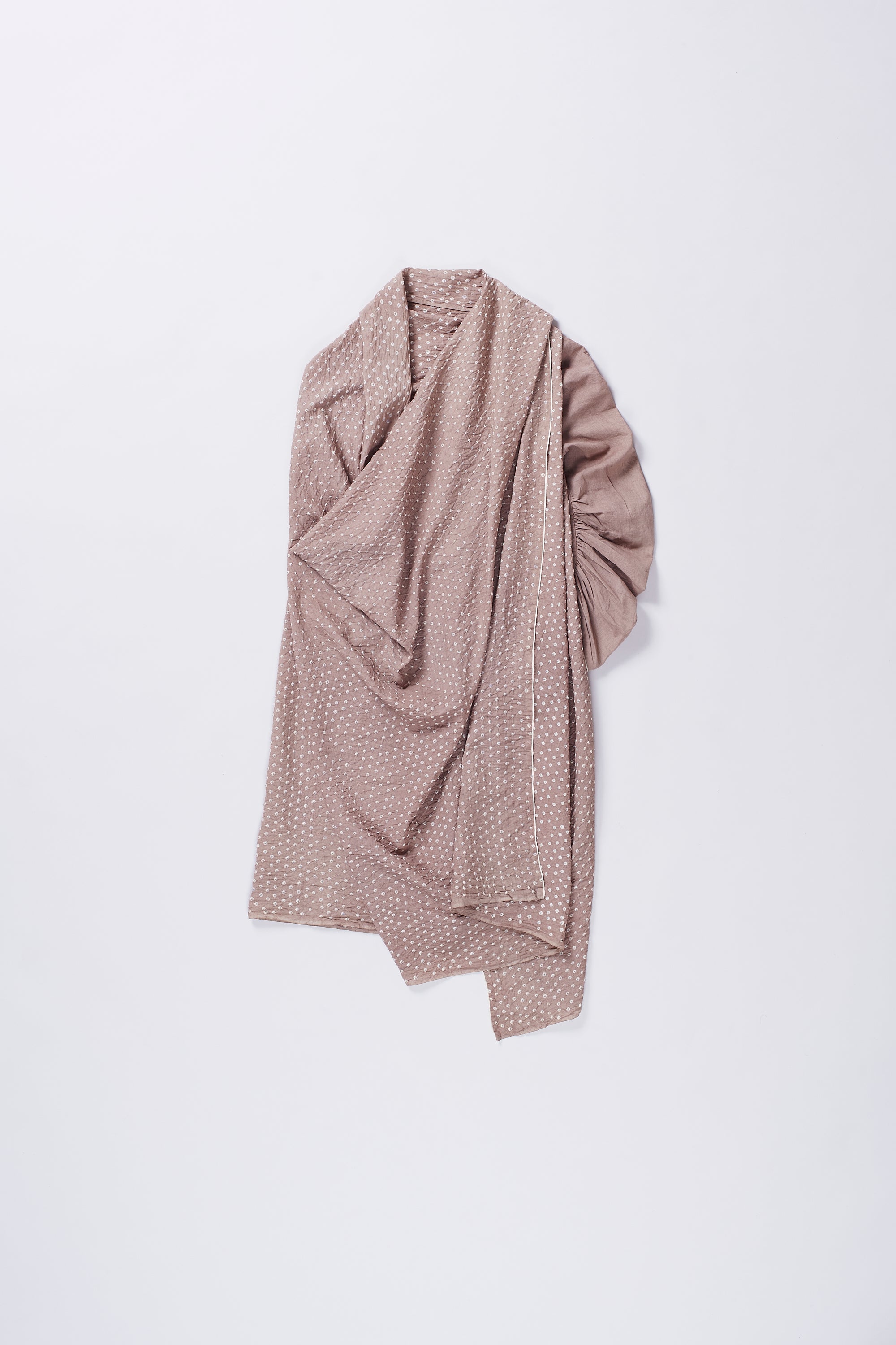 ALL-OVER BANDHANI DRAPE SHRUG