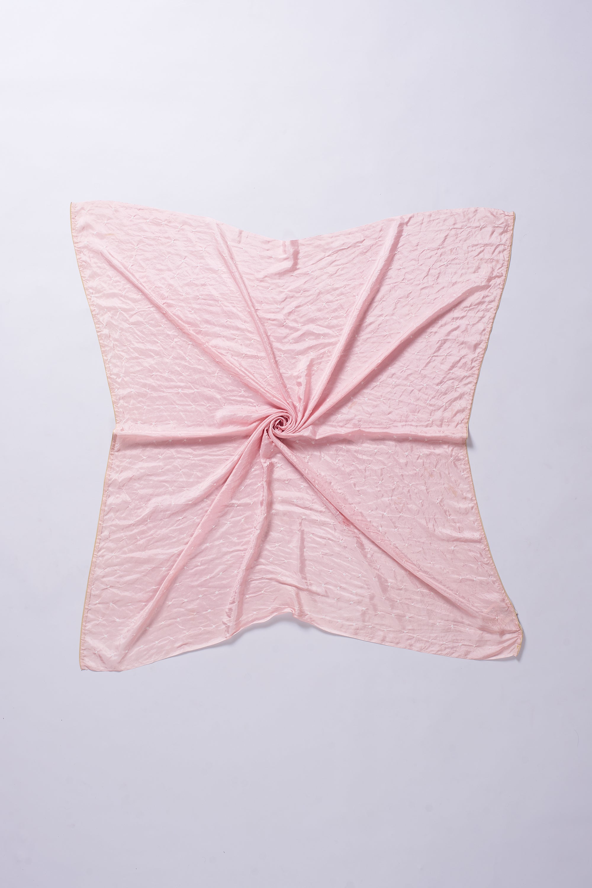 LIGHT PINK SILK WITH BANDHANI SCARF