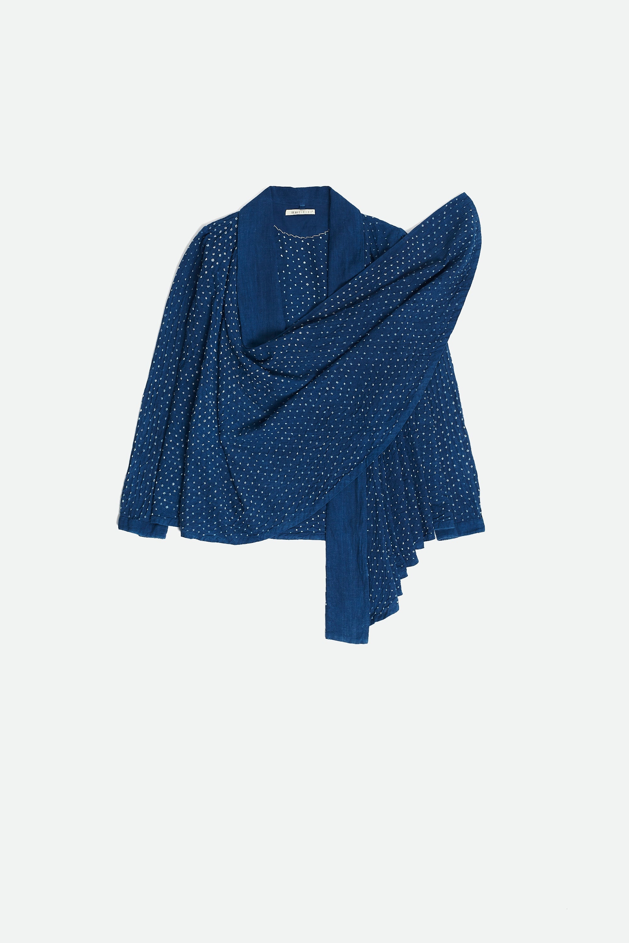 VANYTIME INDIGO BANDHANI COTTON SHRUG