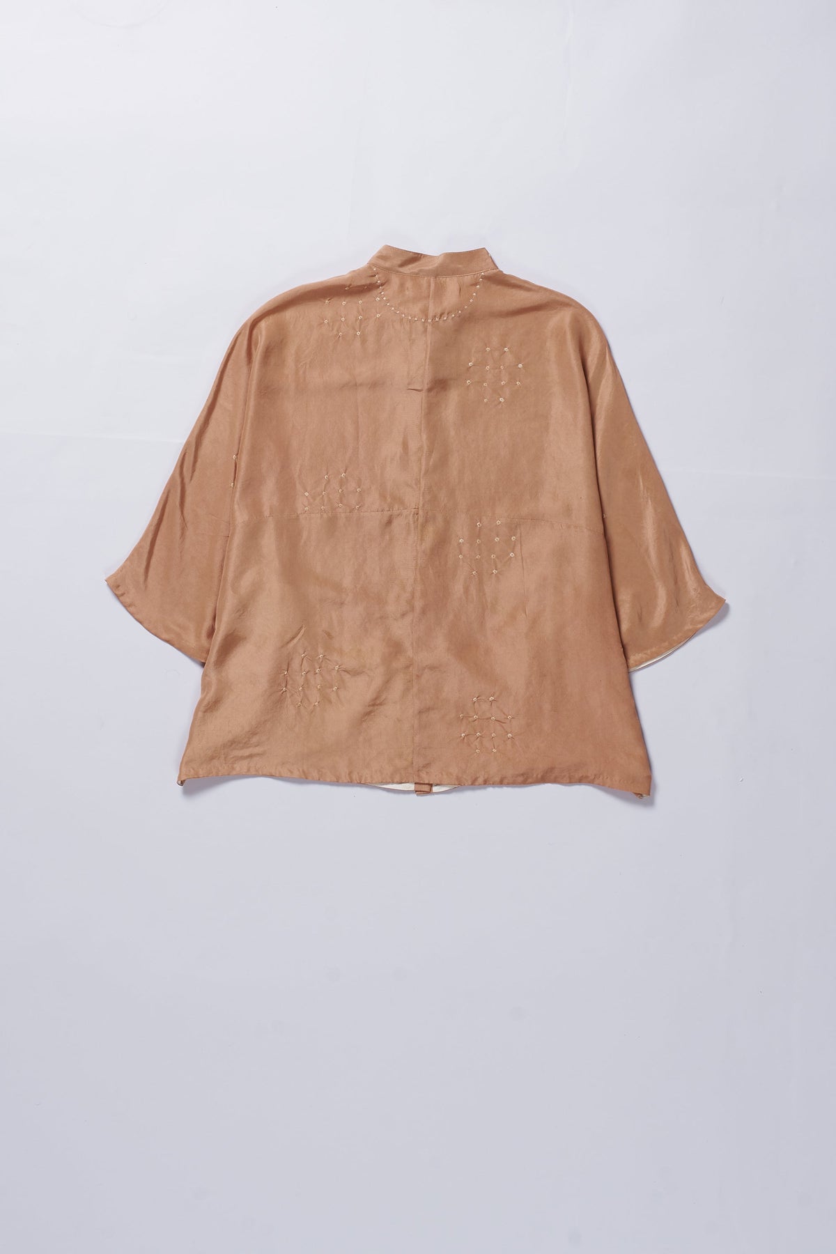 Band Collar Shirt in Peach