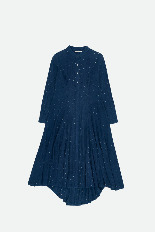 NATURAL INDIGO COTTON DRESS