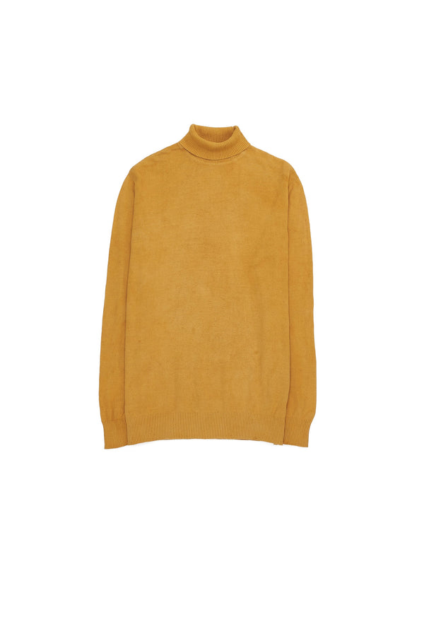 MUSTARD YELLOW TURTLE NECK FULL-SLEEVED COTTON T-SHIRT