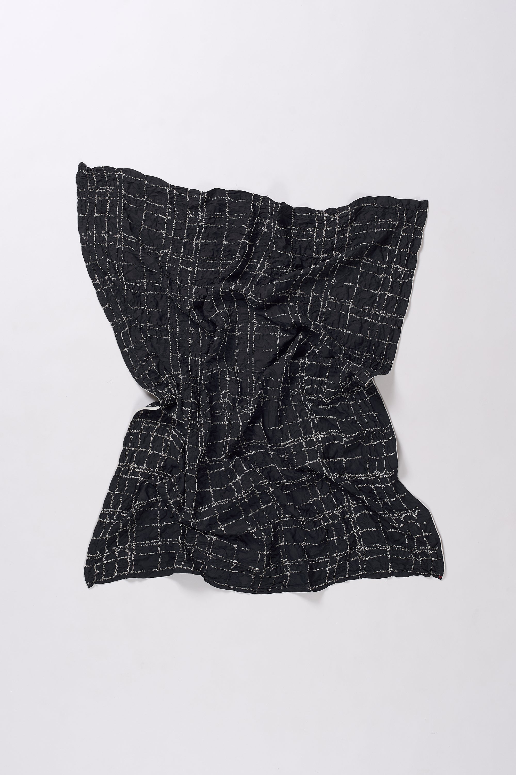 BLACK SILK SQUARE SCARF
