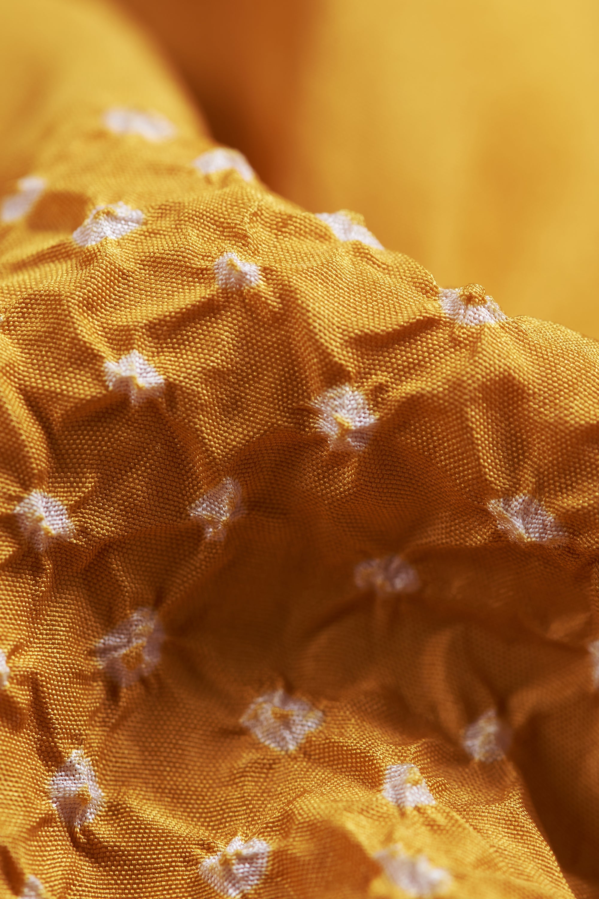 MANGO YELLOW FLARED HIGH LOW BANDHANI DRESS