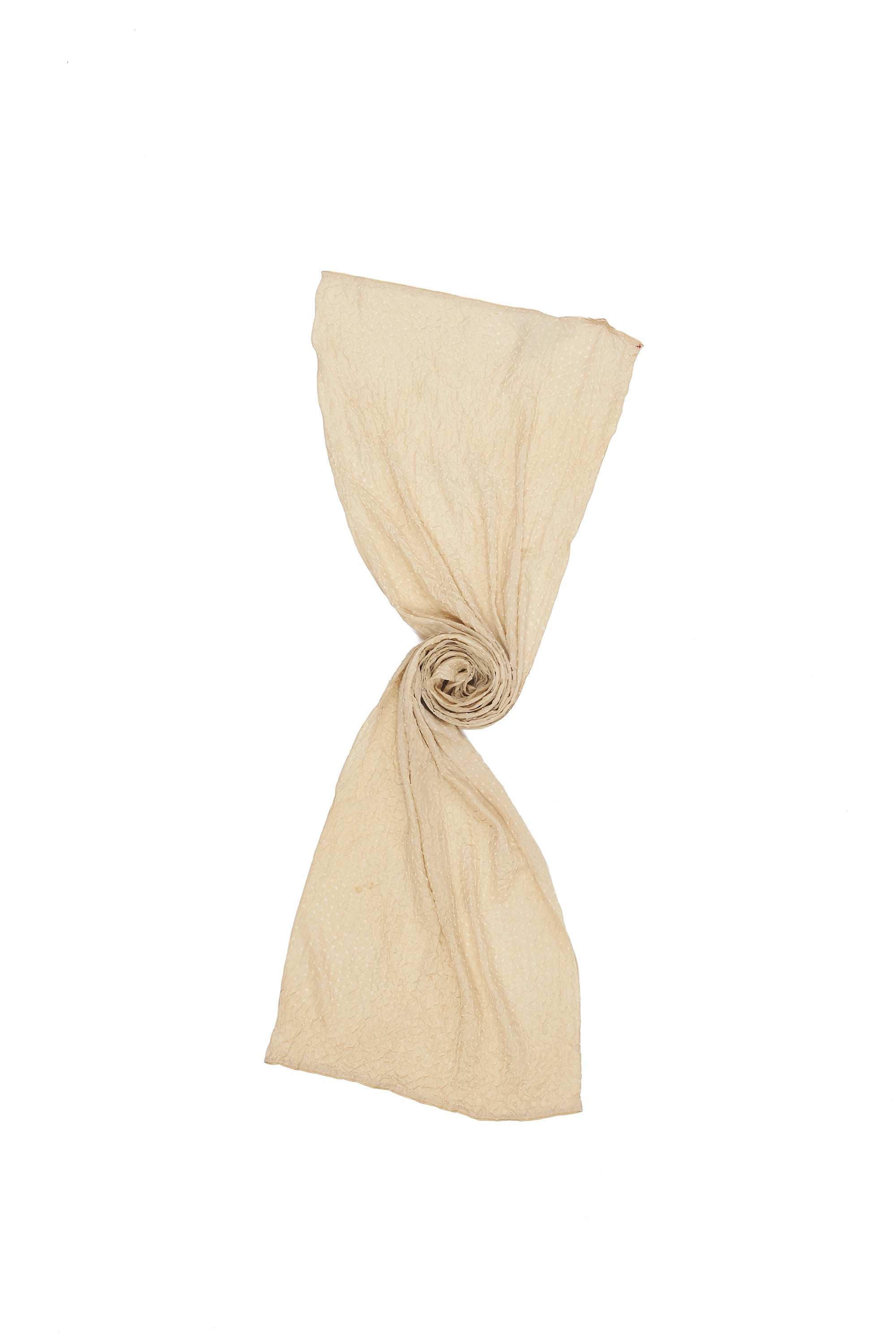 SCARF WITH BANDHANI IN CREAM COLOUR