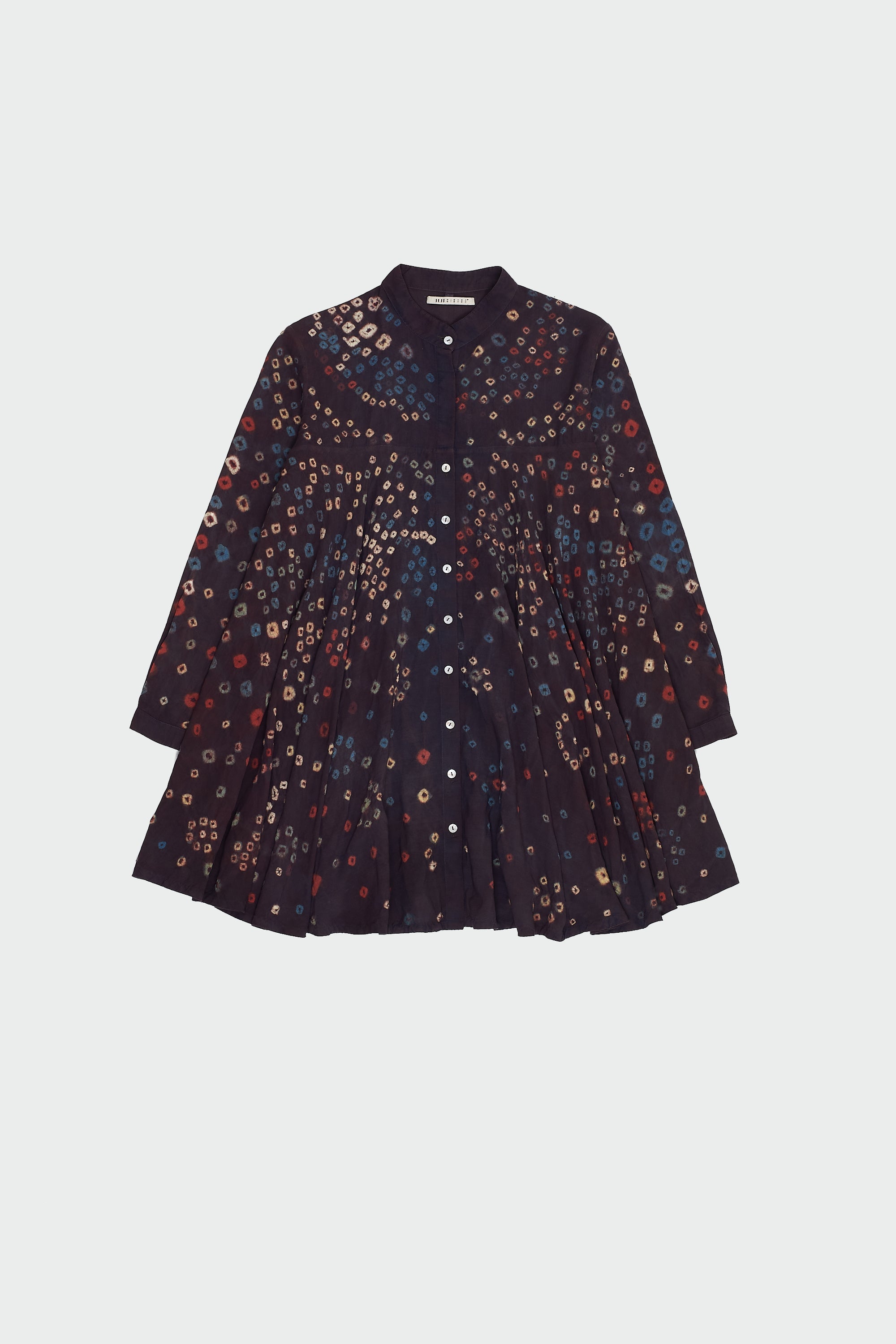 SILK FLARED BANDHANI SHIRT IN MADDER VIOLET