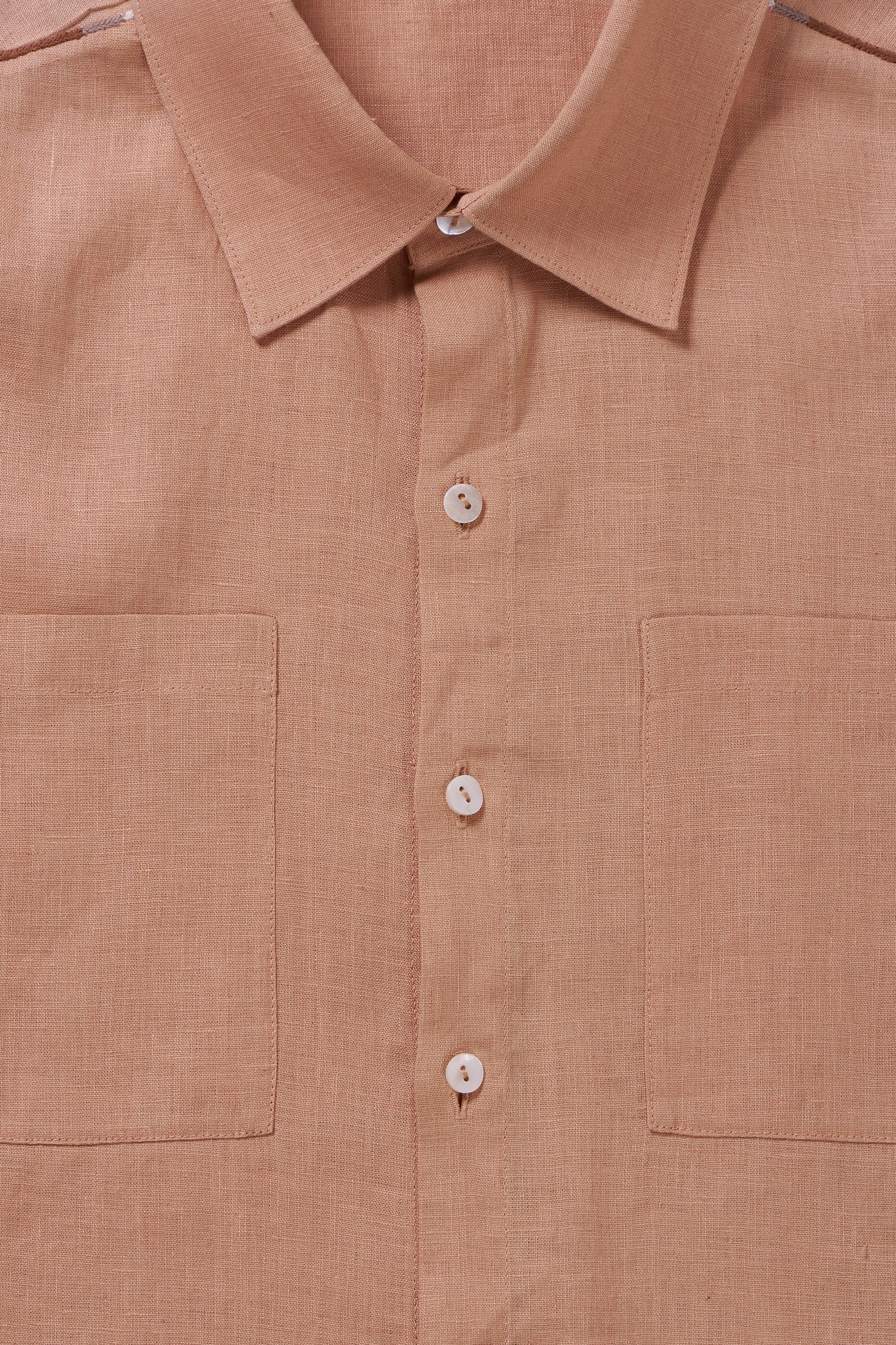 RELAXED FIT LINEN SHIRT IN TEA ROSE COLOR