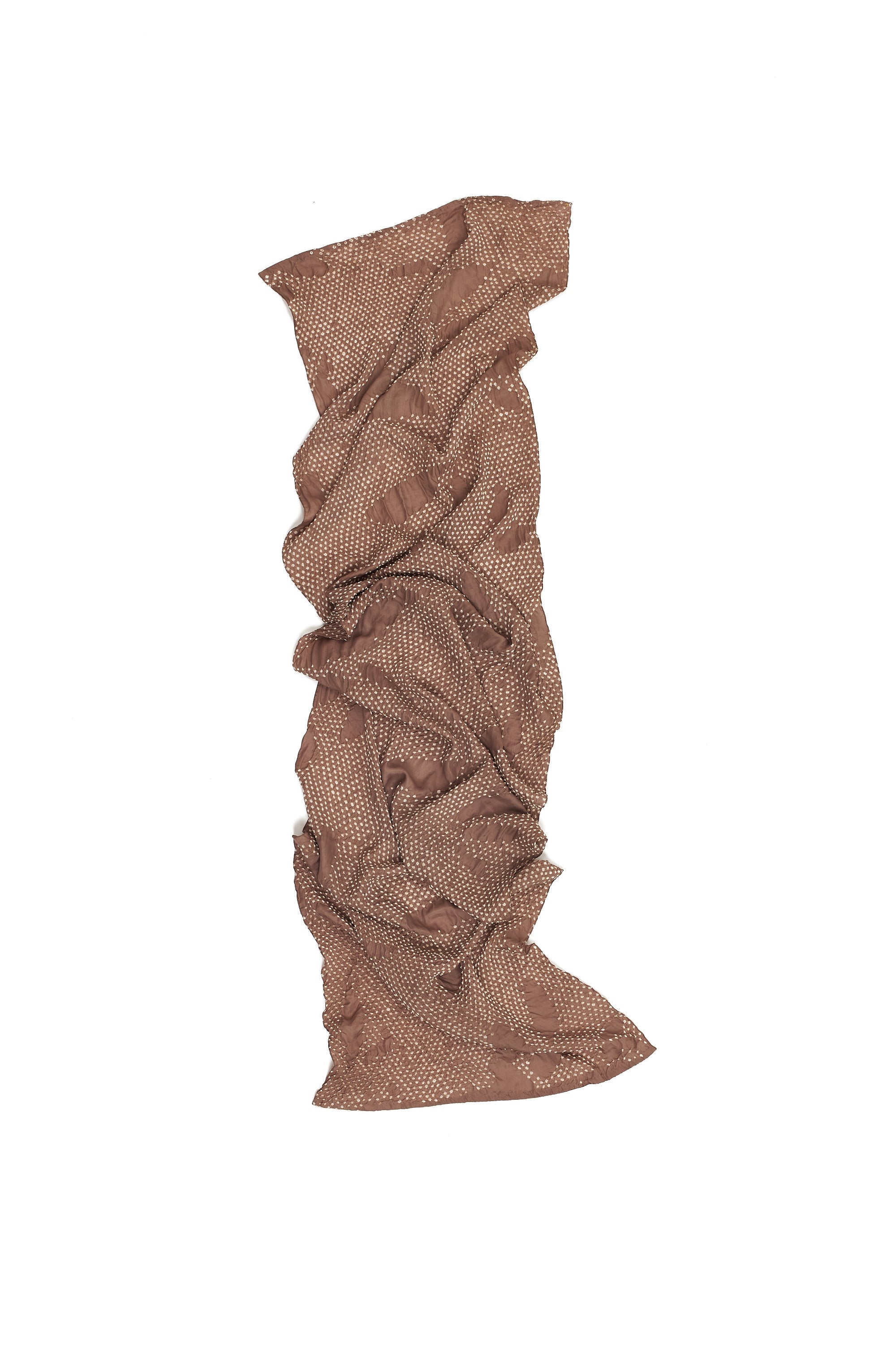 BROWN SILK WITH BANDHANI SCARF