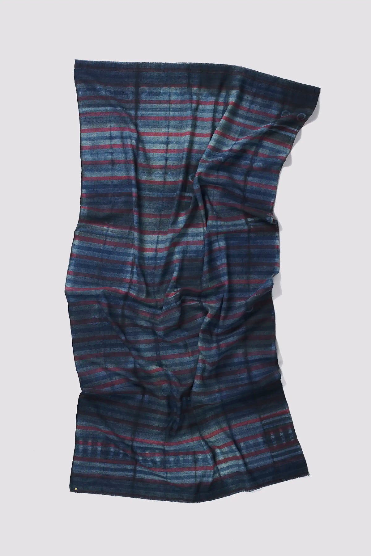 Medium Indigo Cotton Wool Check Shawl