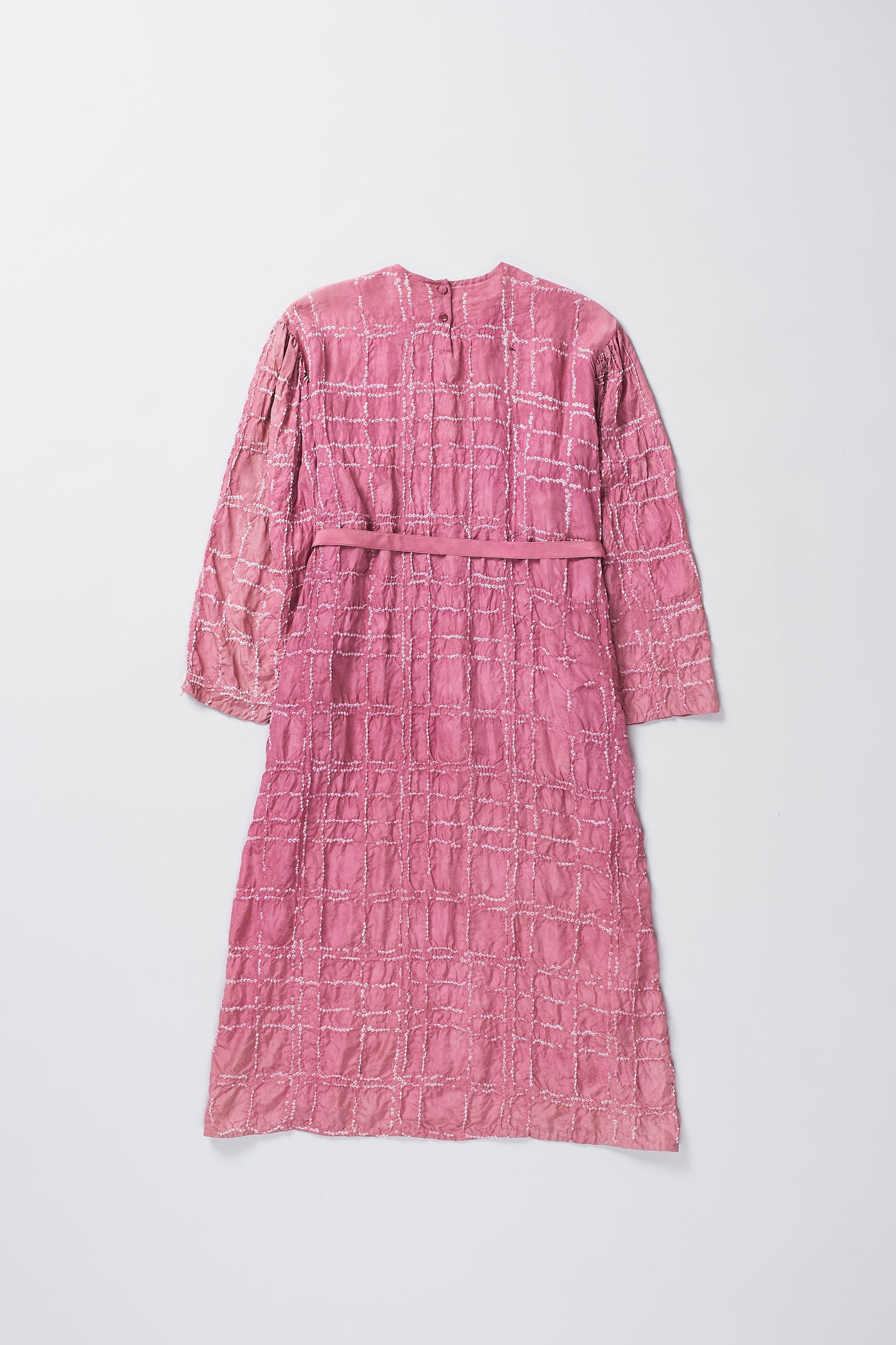 RELAXED FIT SILK BANDHANI DRESS IN FUSHIA PINK