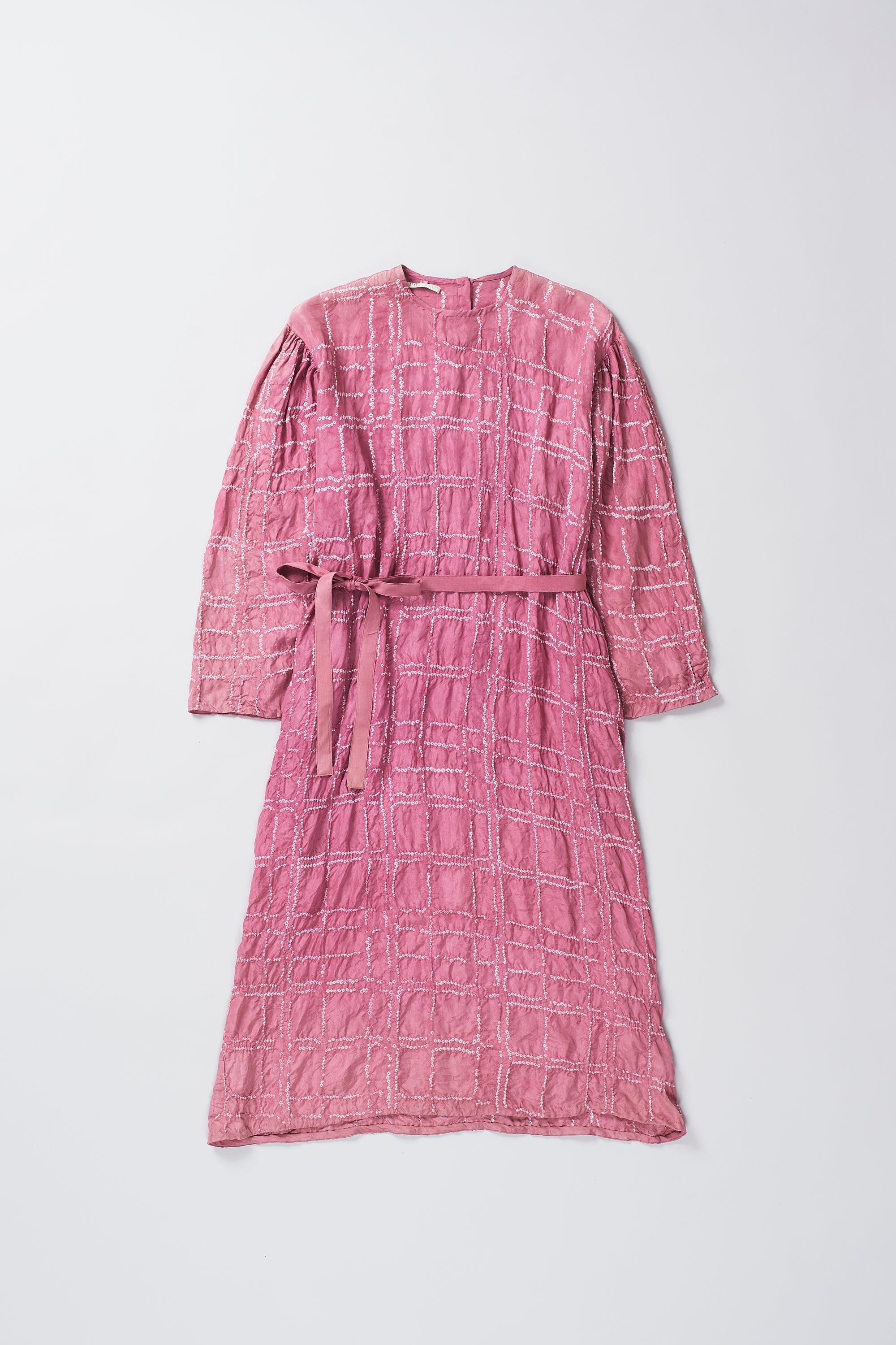 RELAXED FIT SILK BANDHANI DRESS IN FUSHIA PINK