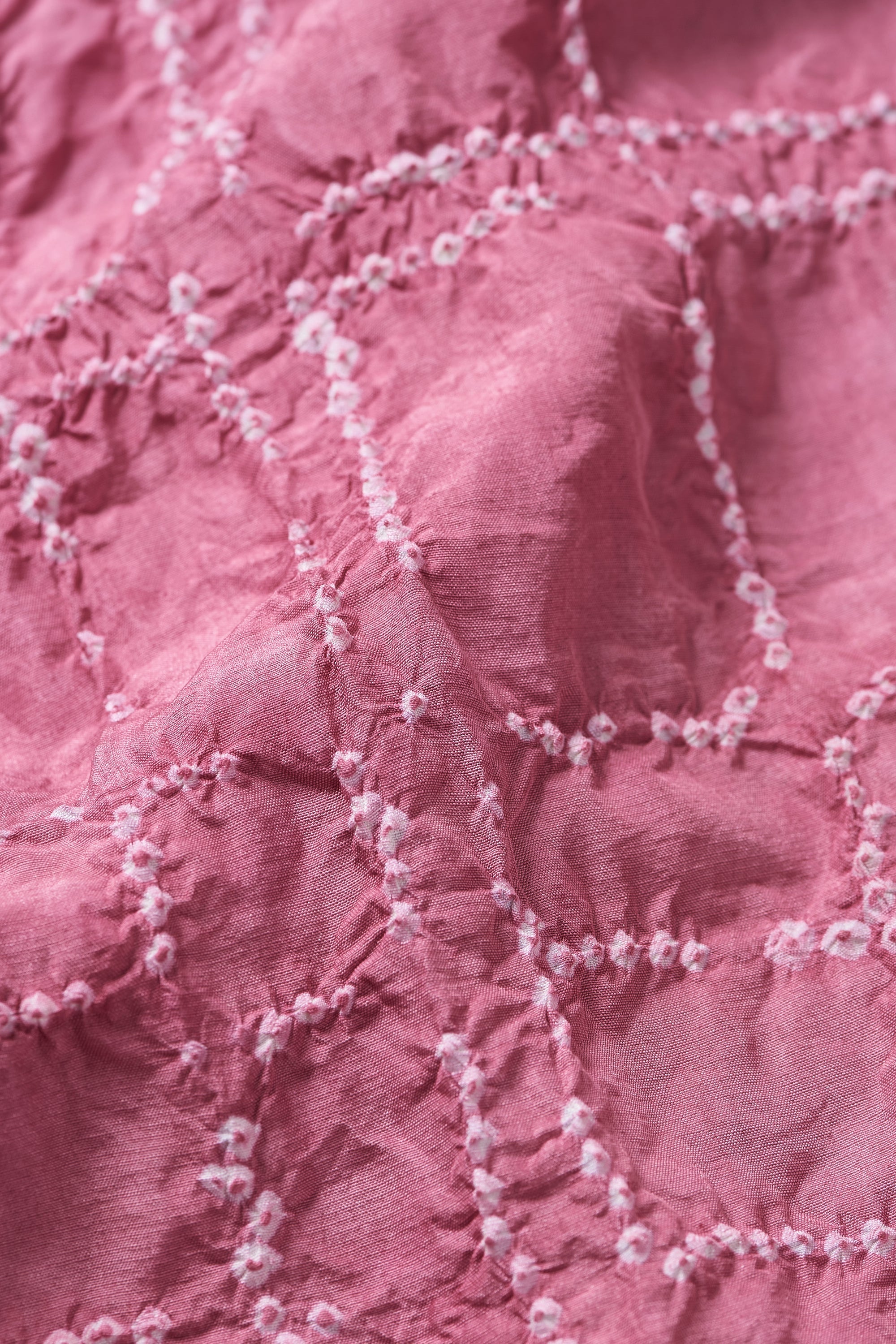 RELAXED FIT SILK BANDHANI DRESS IN FUSHIA PINK