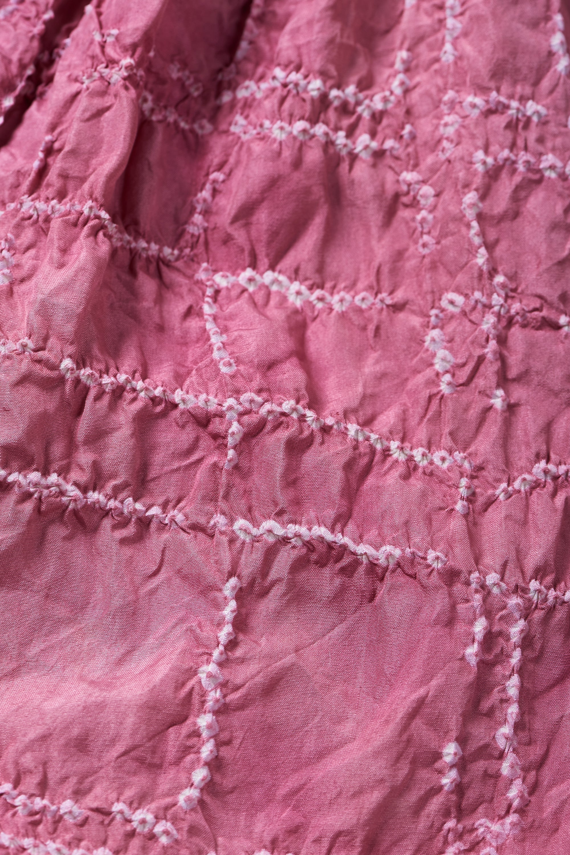 RELAXED FIT SILK BANDHANI DRESS IN FUSHIA PINK
