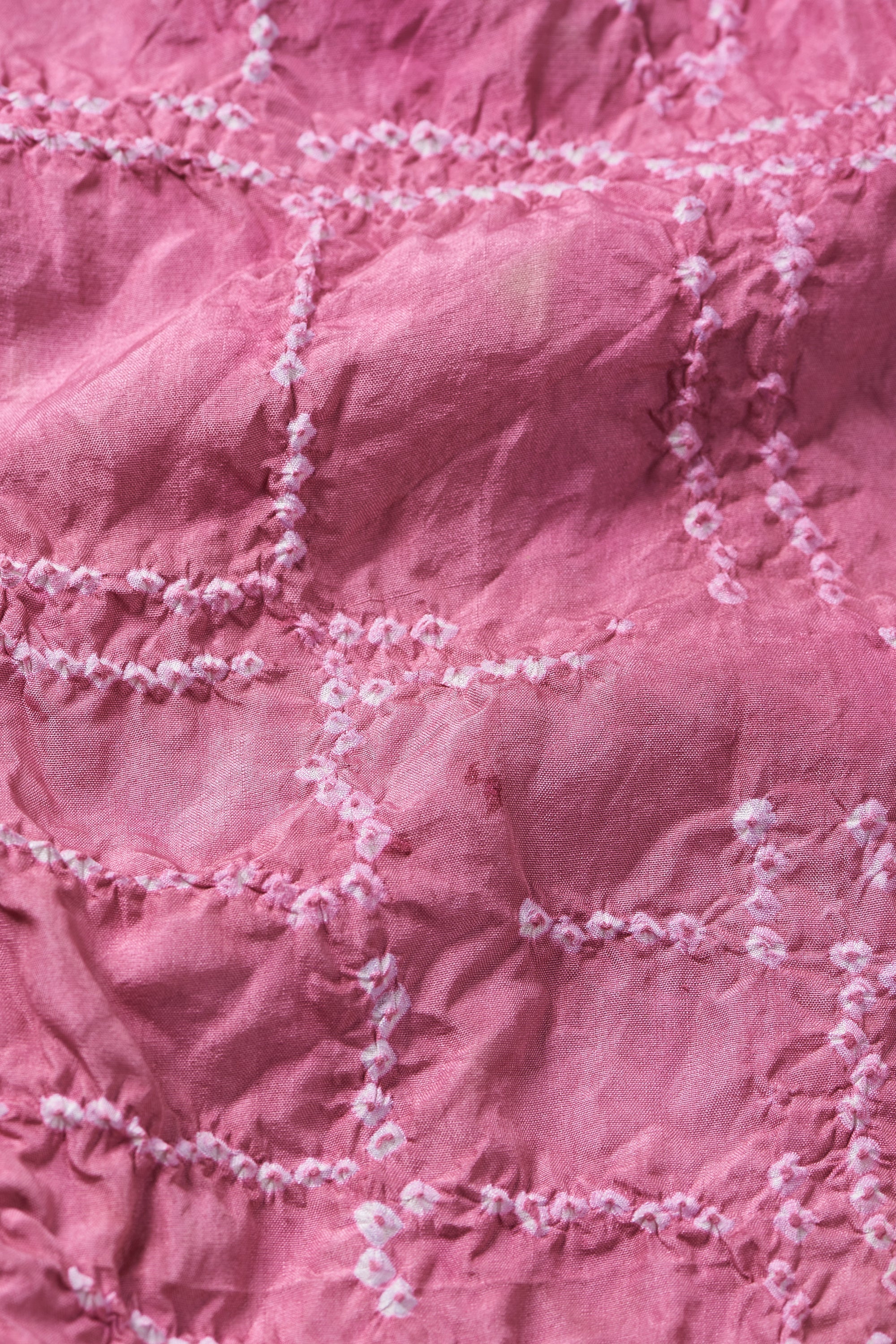 RELAXED FIT SILK BANDHANI DRESS IN FUSHIA PINK