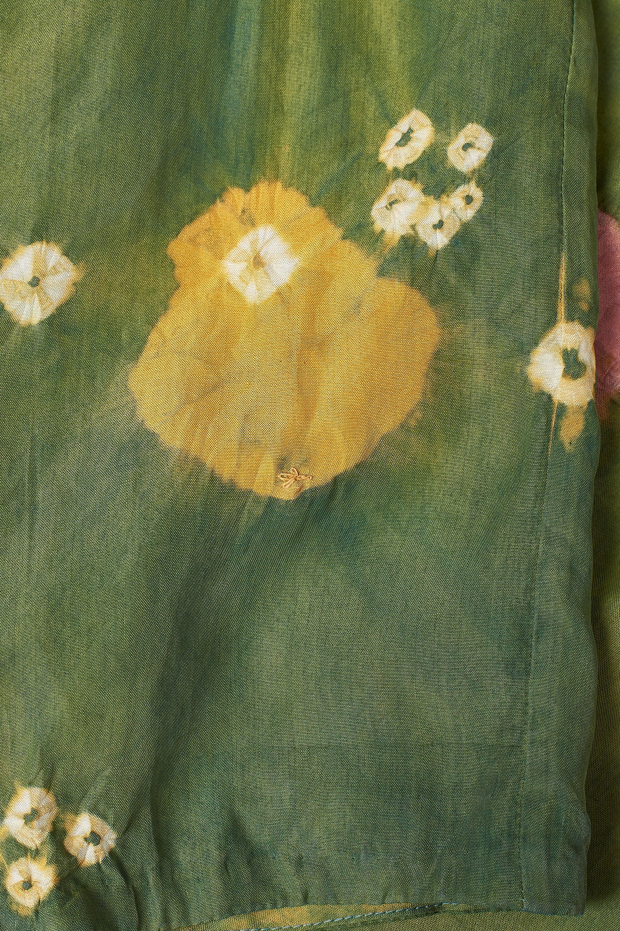 OLIVE GREEN BANDHANI SILK DRESS