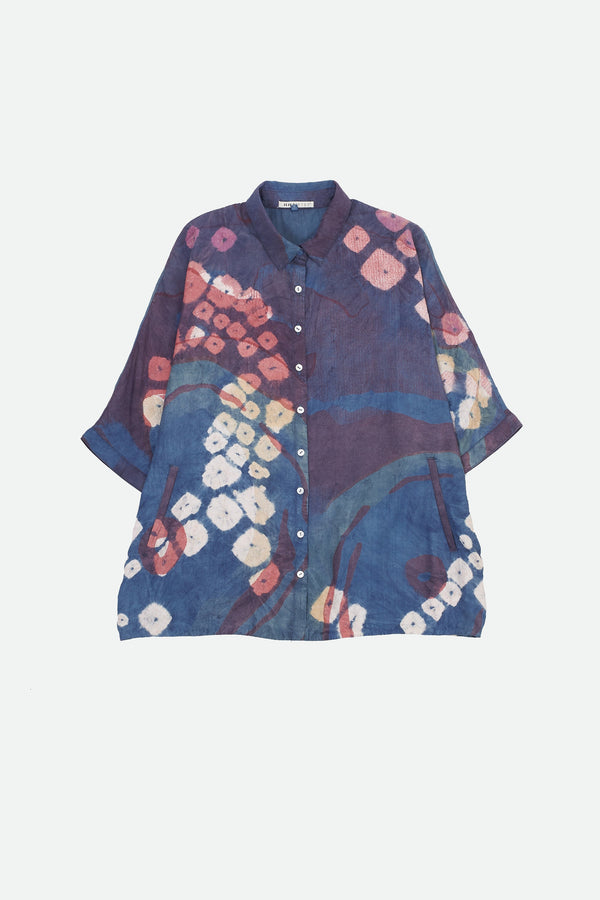 SCREEN PRINTED SHIRT WITH BANDHANI