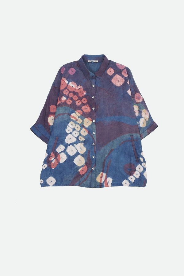 SCREEN PRINTED SHIRT WITH BANDHANI